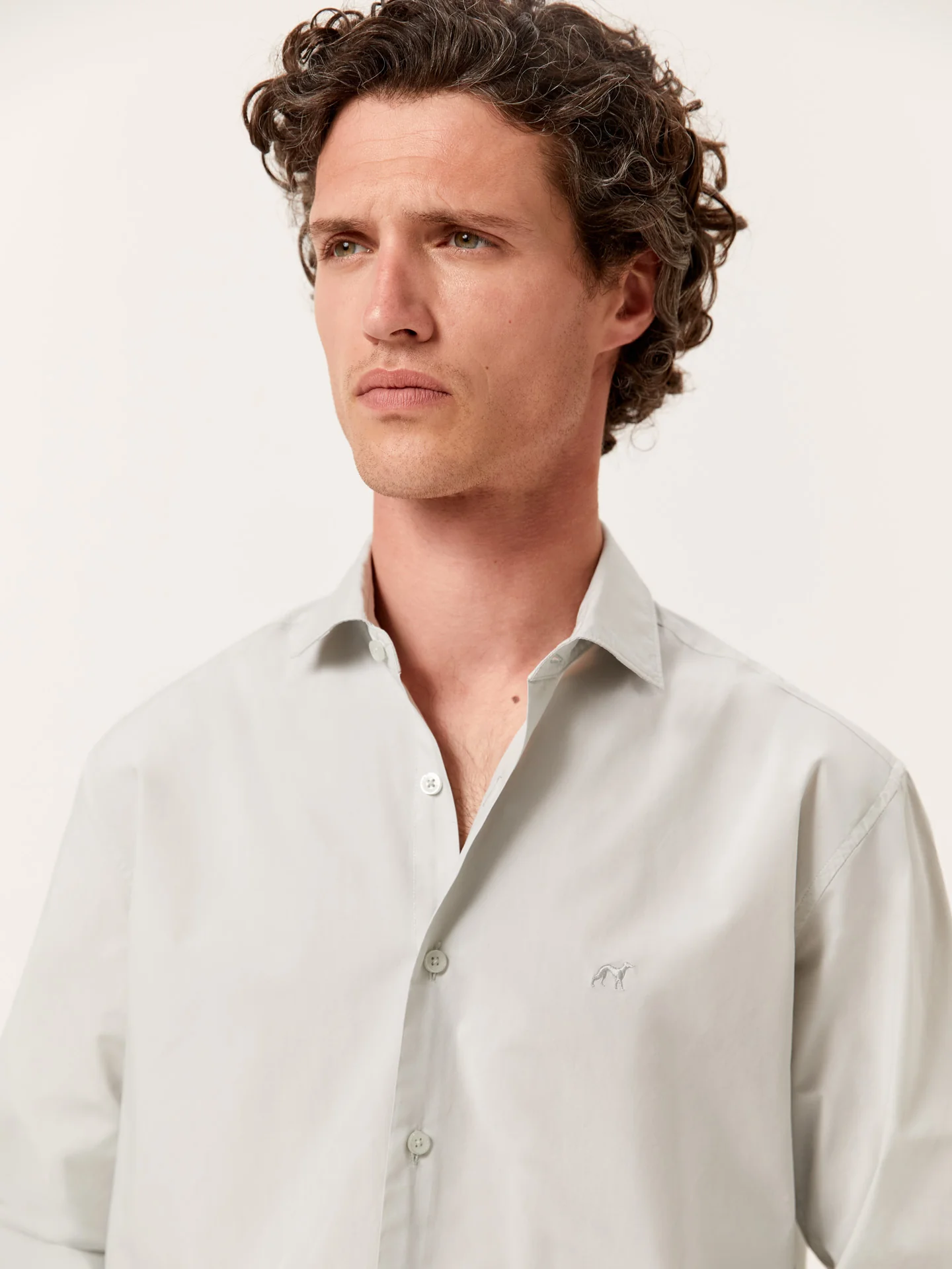 Regular Fit Overdye Poplin Shirt with Open Collar