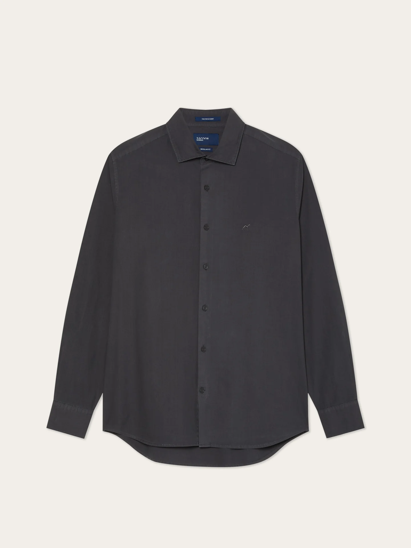 Regular Fit Overdye Poplin Shirt With Open Collar - Image 16