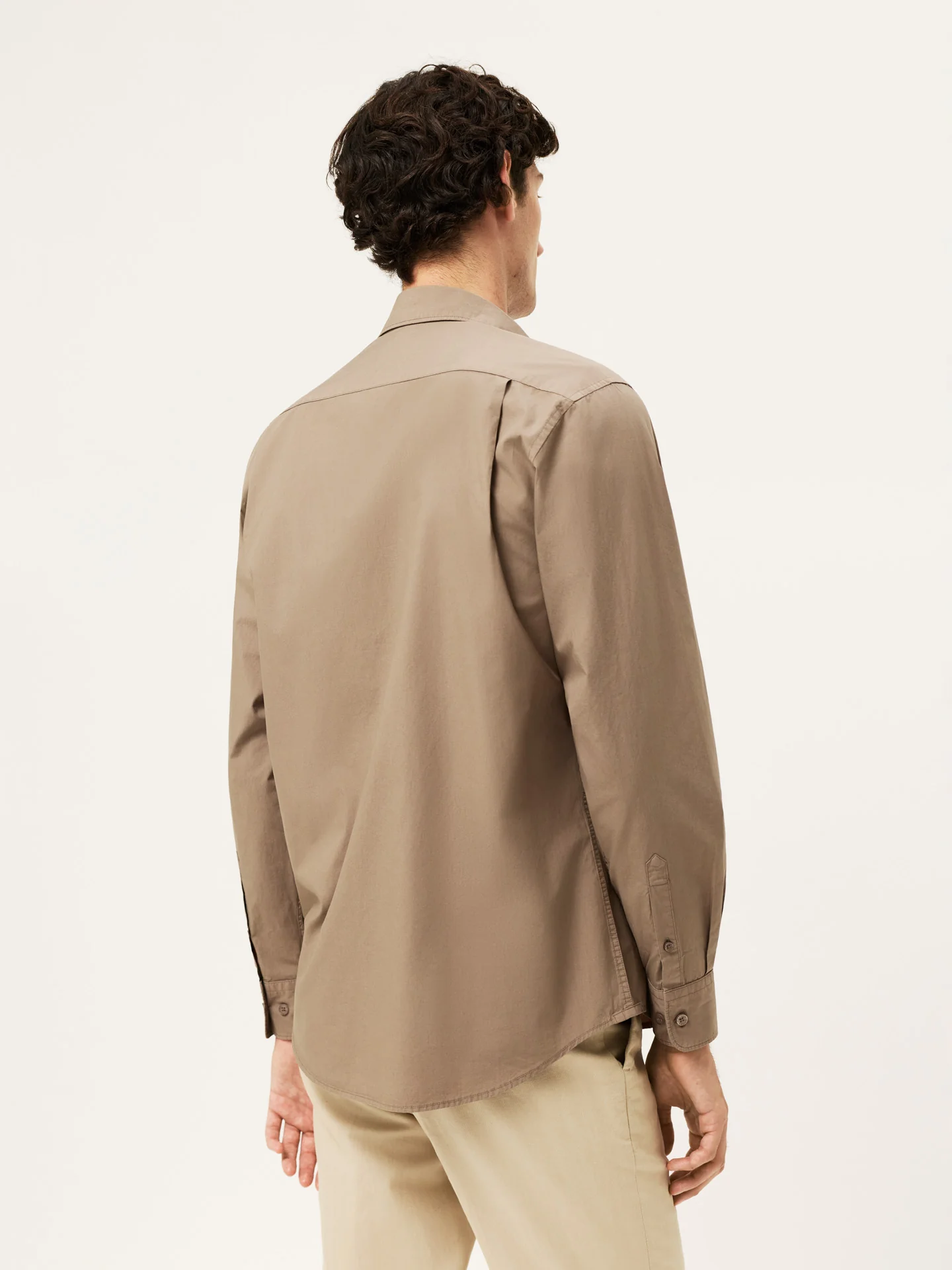 Regular Fit Overdye Poplin Shirt With Open Collar - Image 23