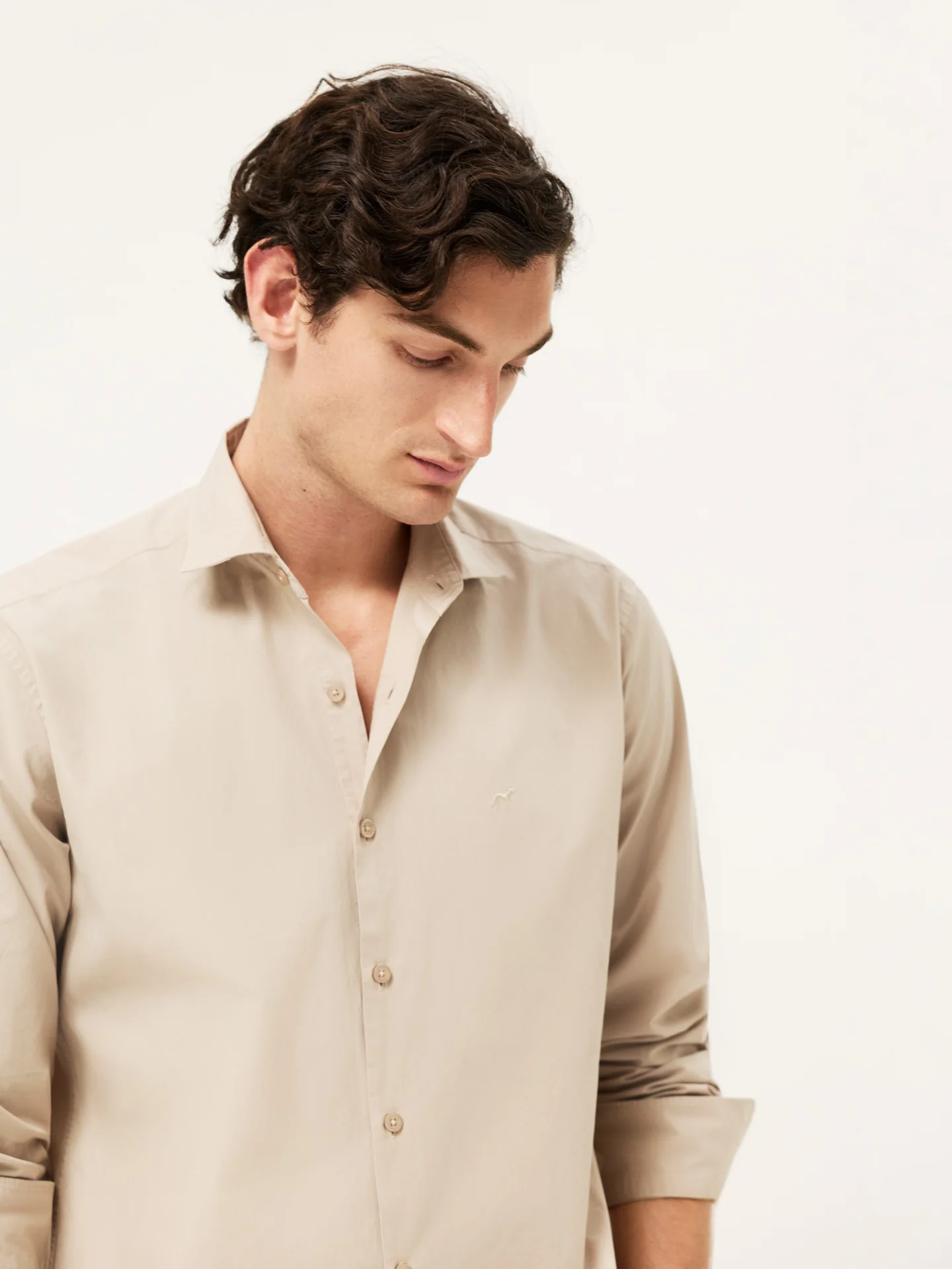 Regular Fit Overdye Poplin Shirt With Open Collar - Image 29