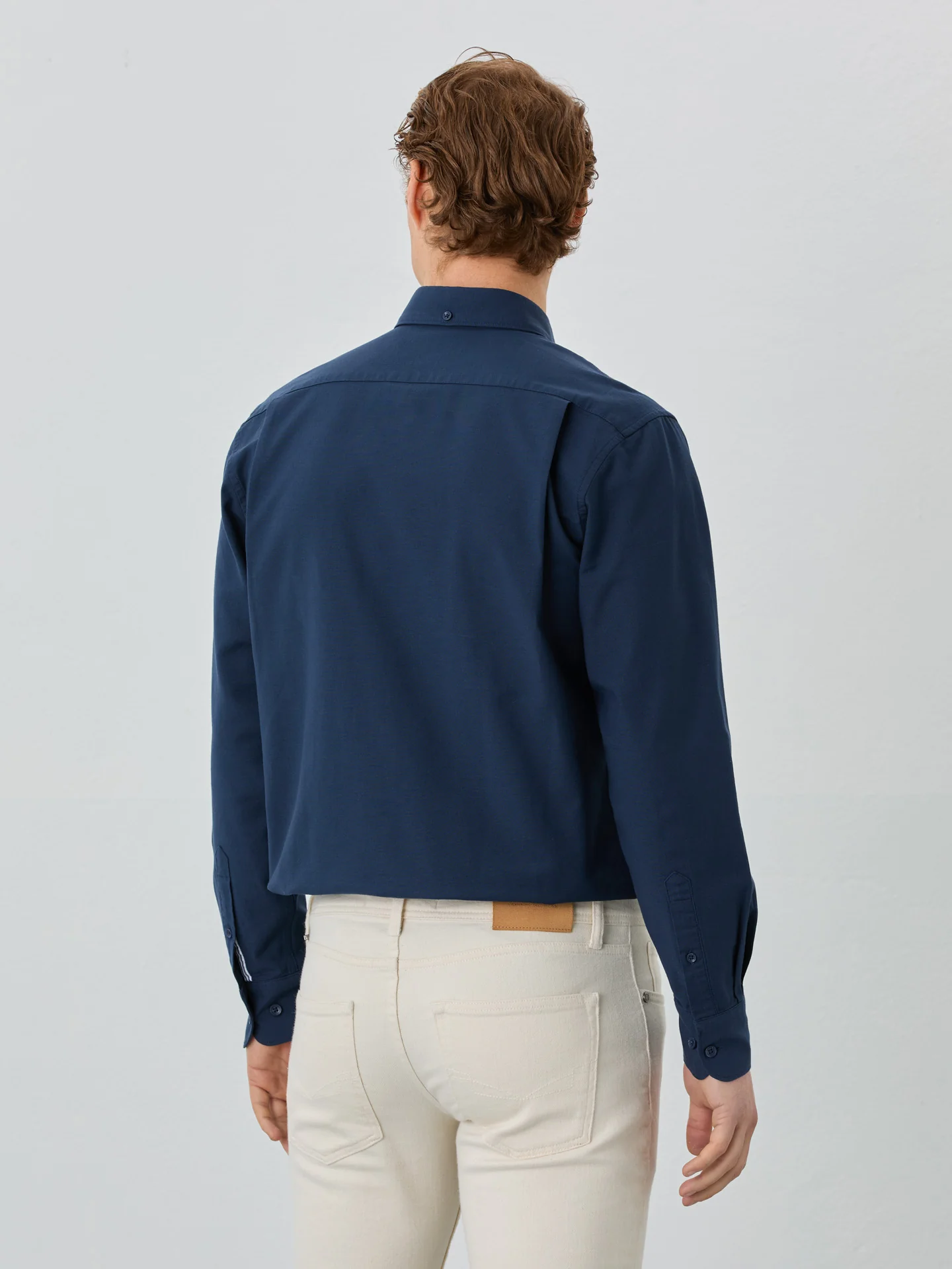 Regular Fit Shirt With Button Down Collar In Cotton-Elastane Blend - Image 3
