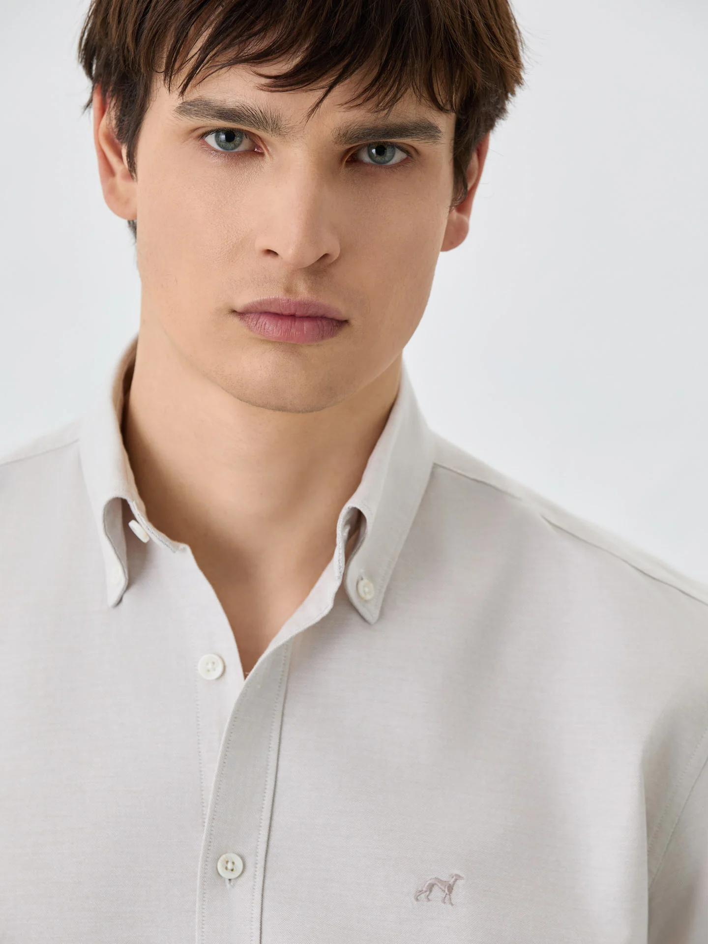 Regular Fit Shirt With Button Down Collar In Cotton-Elastane Blend - Image 7