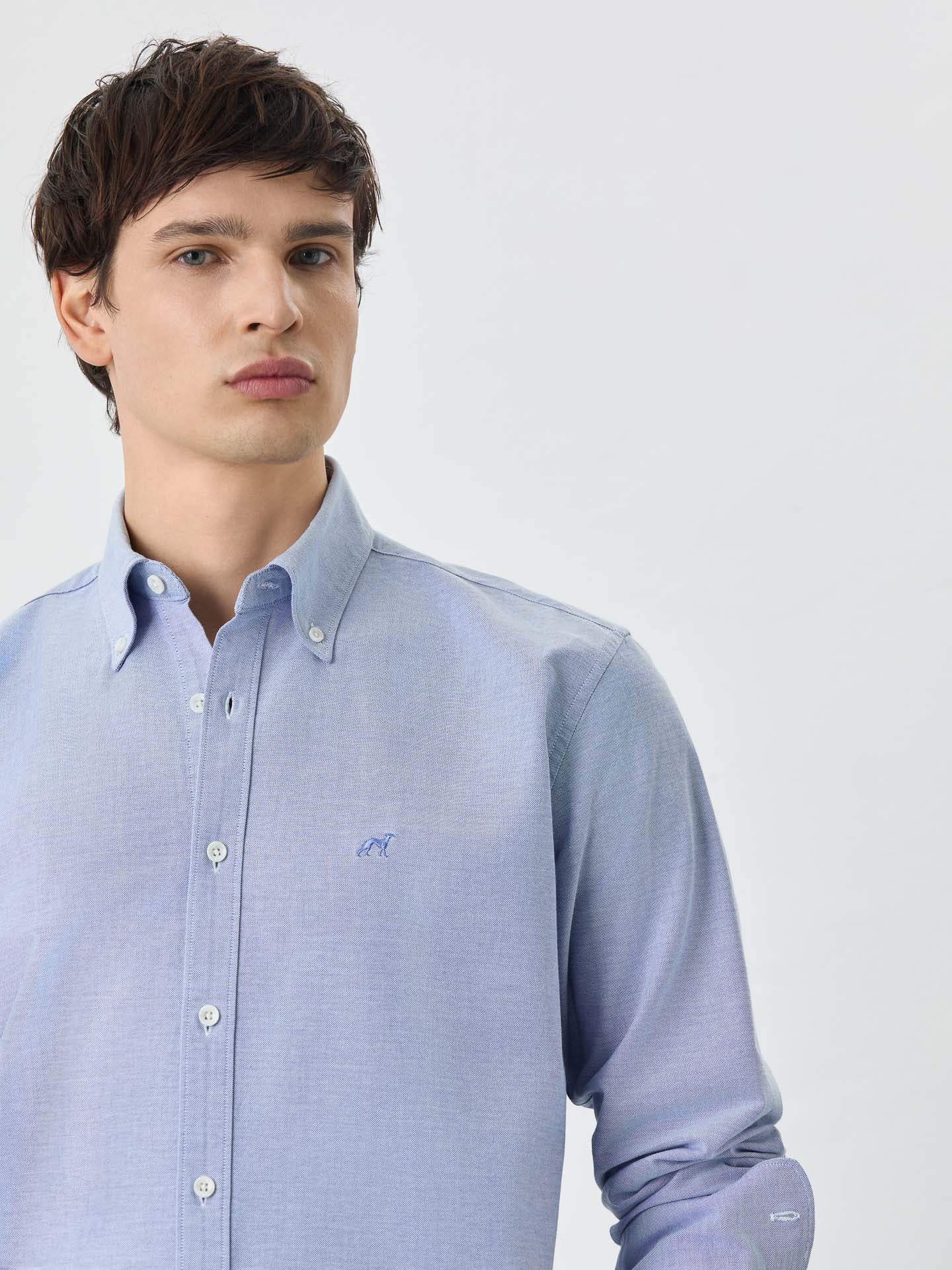 Regular Fit Shirt With Button Down Collar In Cotton-elastane Blend - Image 3