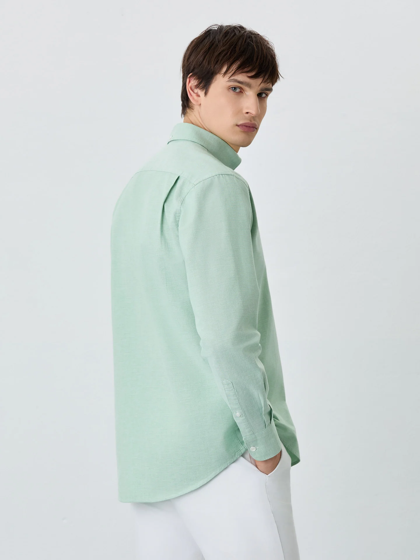 Regular Fit Shirt With Button Down Collar In Cotton-elastane Blend - Image 6