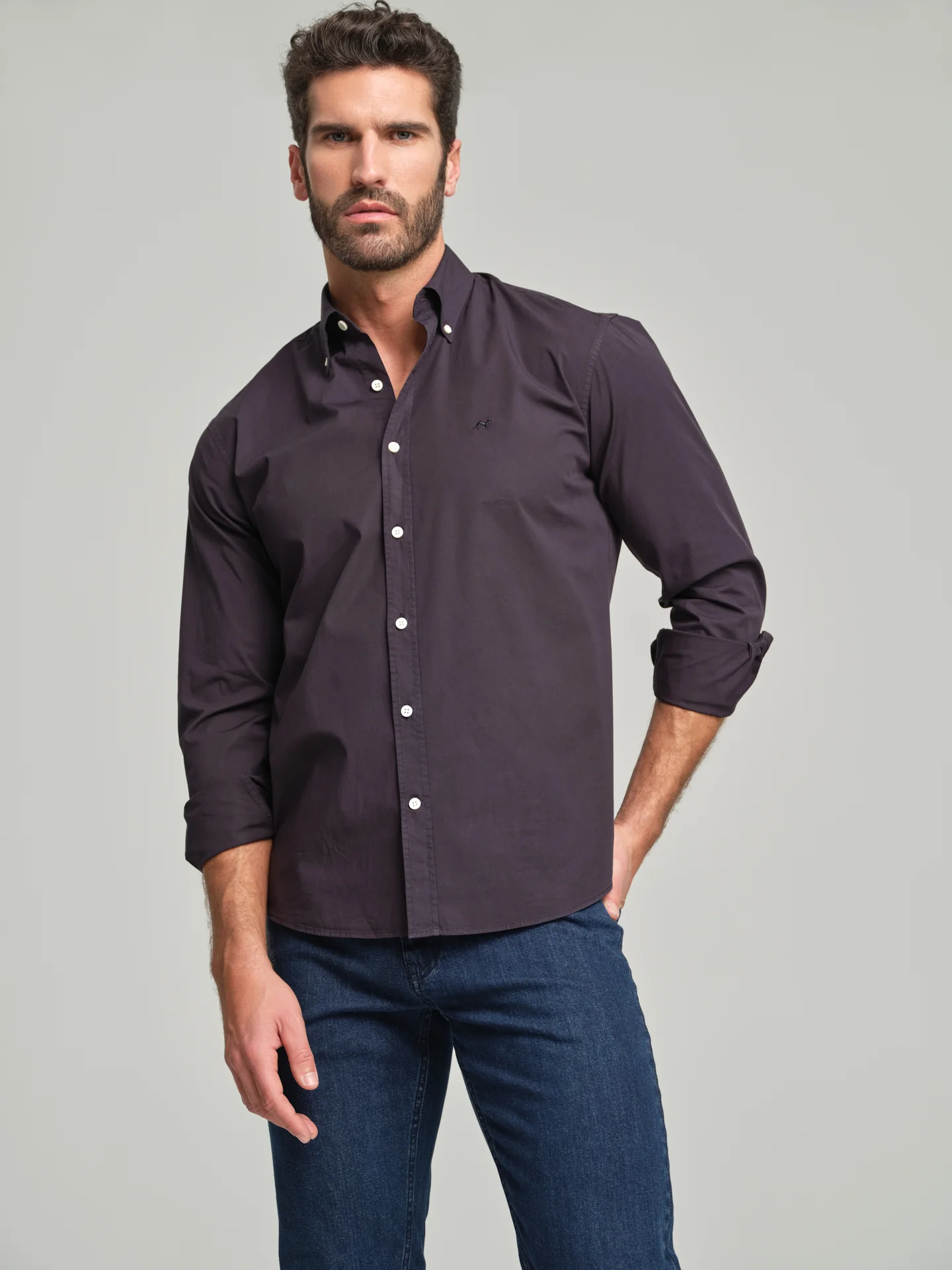 Regular fit sport poplin garment dye shirt - Image 6