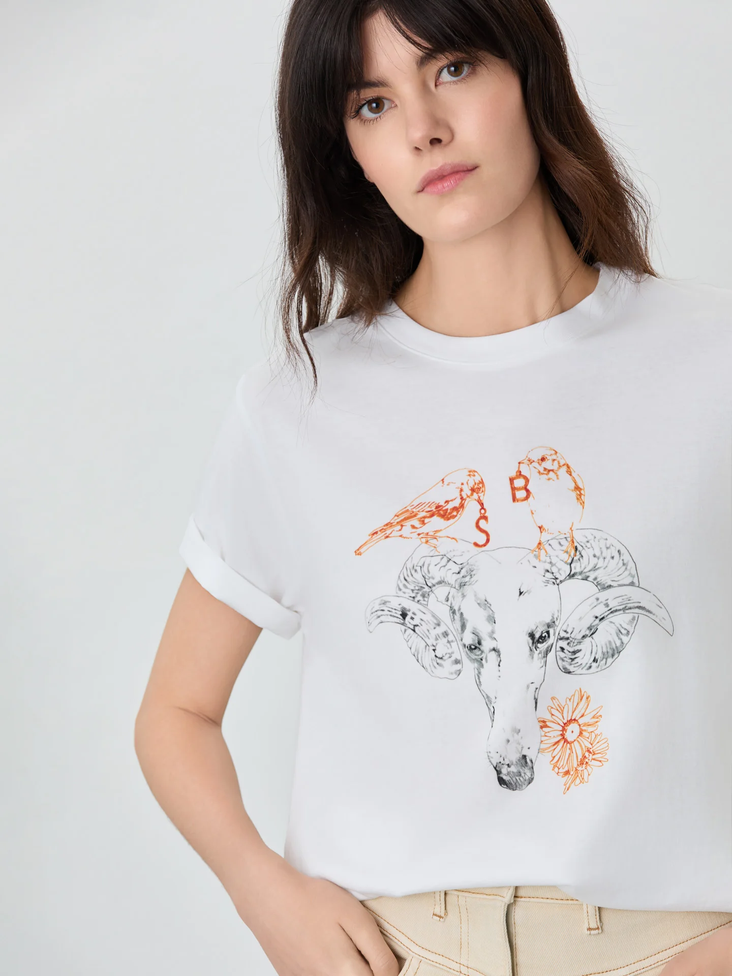Regular Fit T-shirt In Organic Cotton With Aries Sign