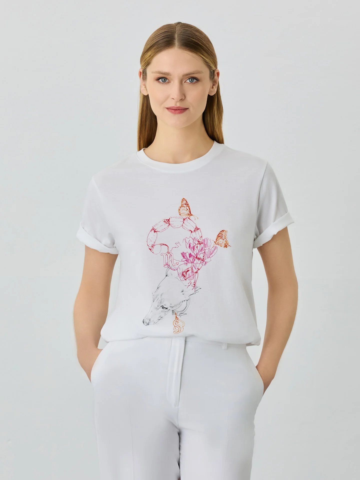 Regular Fit T-shirt In Organic Cotton With Scorpio Sign - Image 2