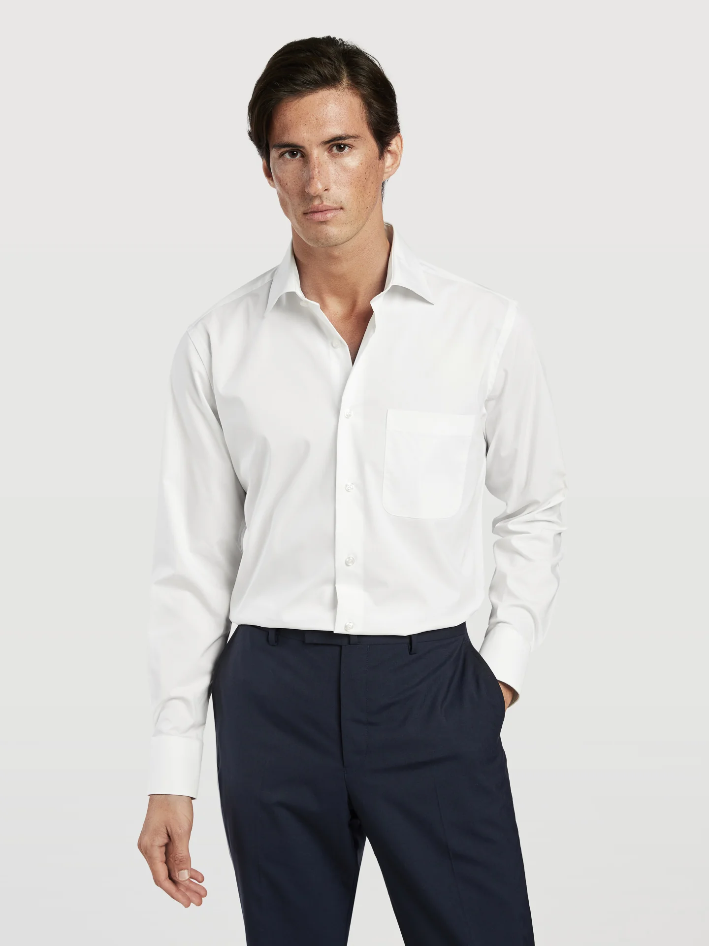 Regular Fit Travel Poplin Shirt in Comfort Cotton