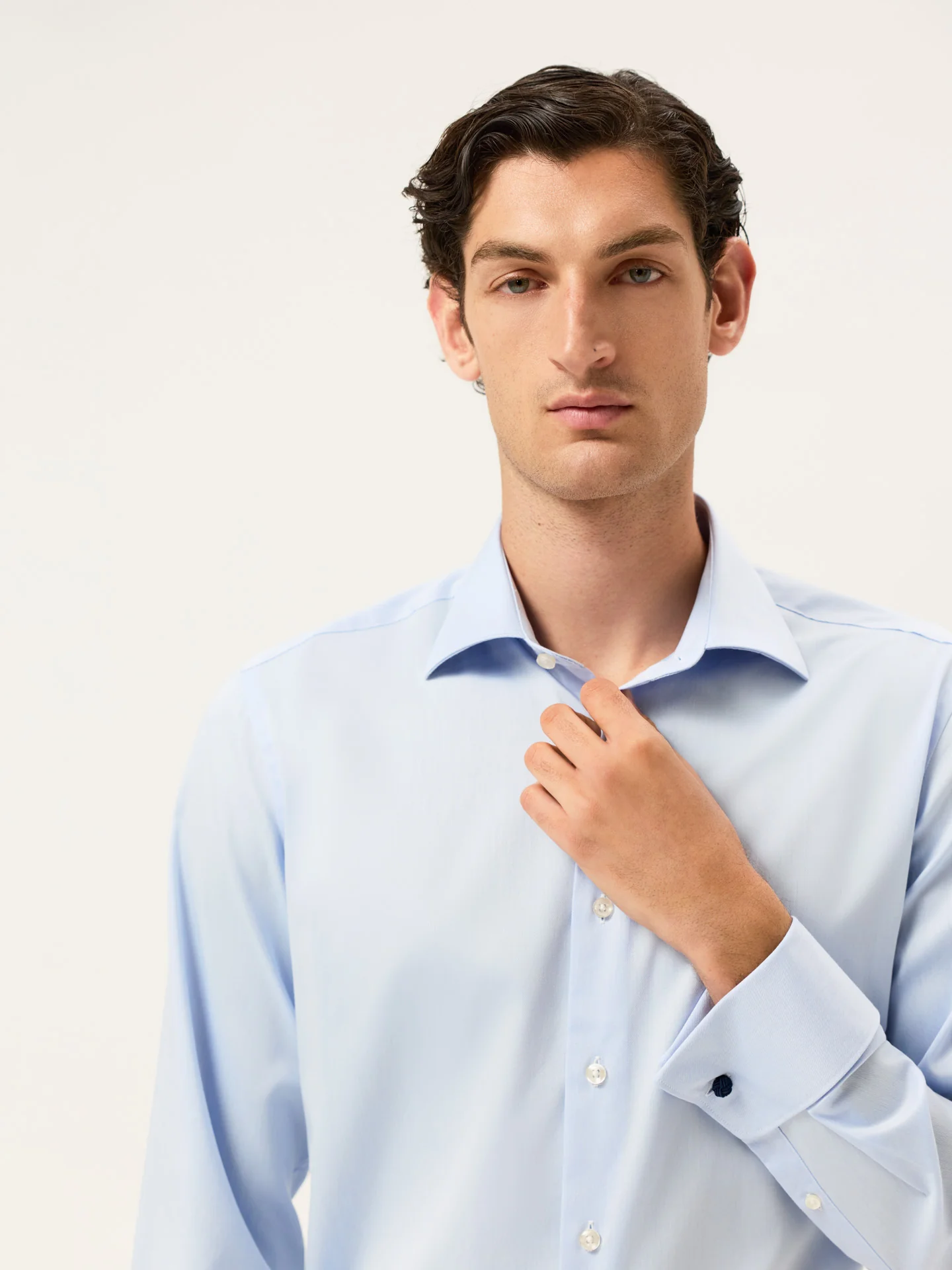 Regular Fit Twill Formal Shirt With Oxford Collar And Double Cuff - Image 3