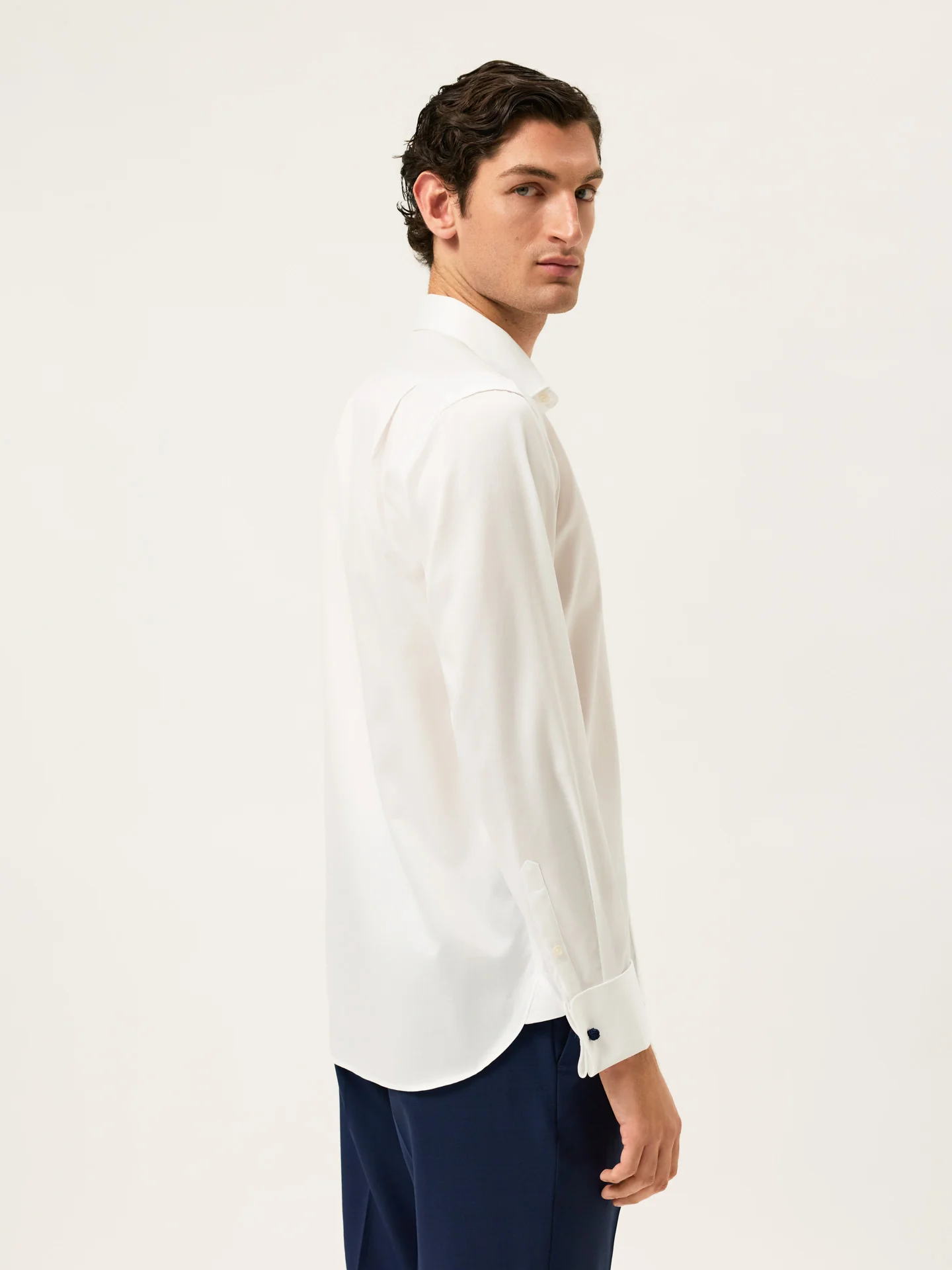 Regular Fit Twill Formal Shirt With Oxford Collar And Double Cuff - Image 3