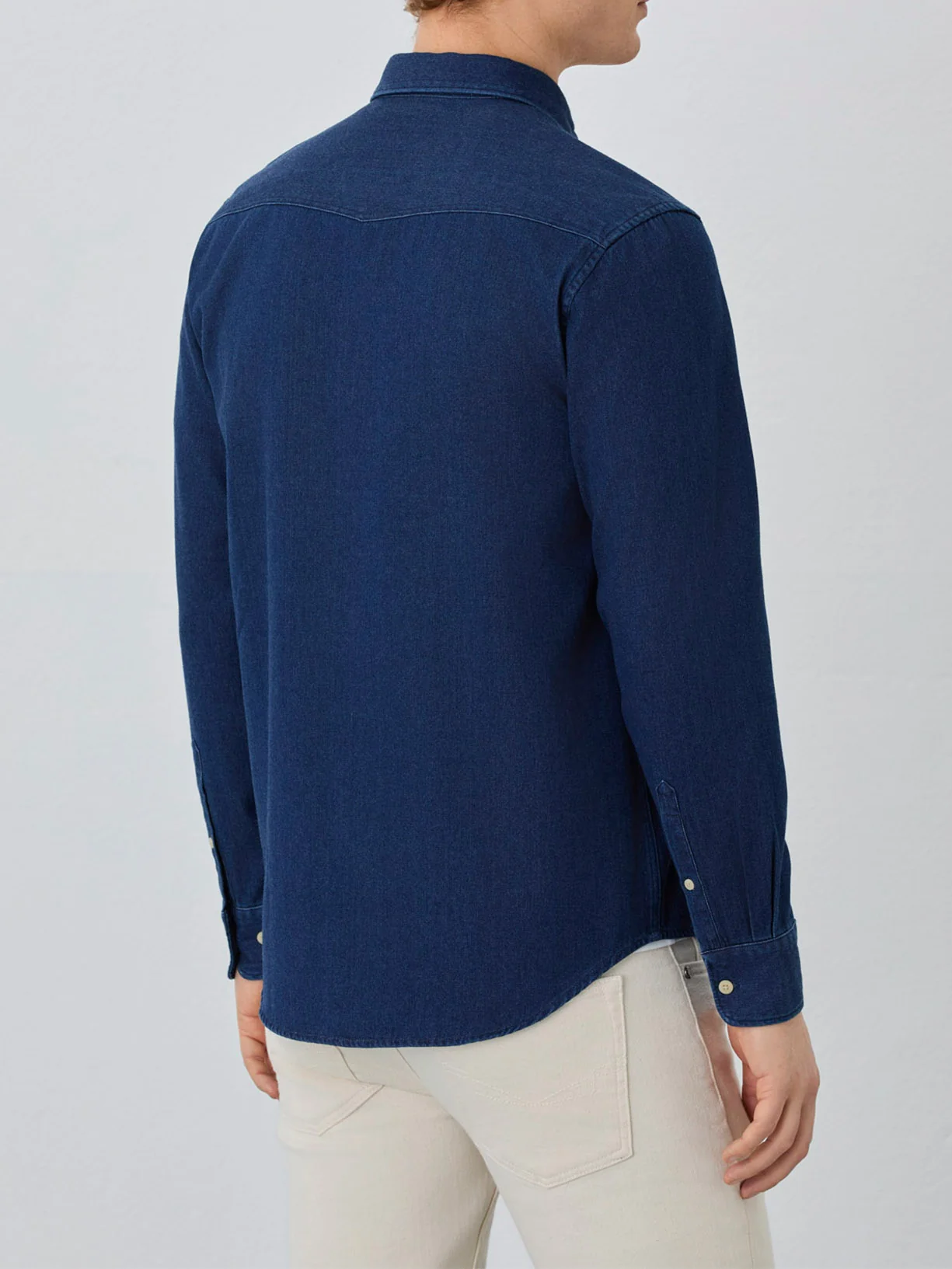 Relaxed Fit Denim Shirt With Patch Pockets In Cotton - Image 7