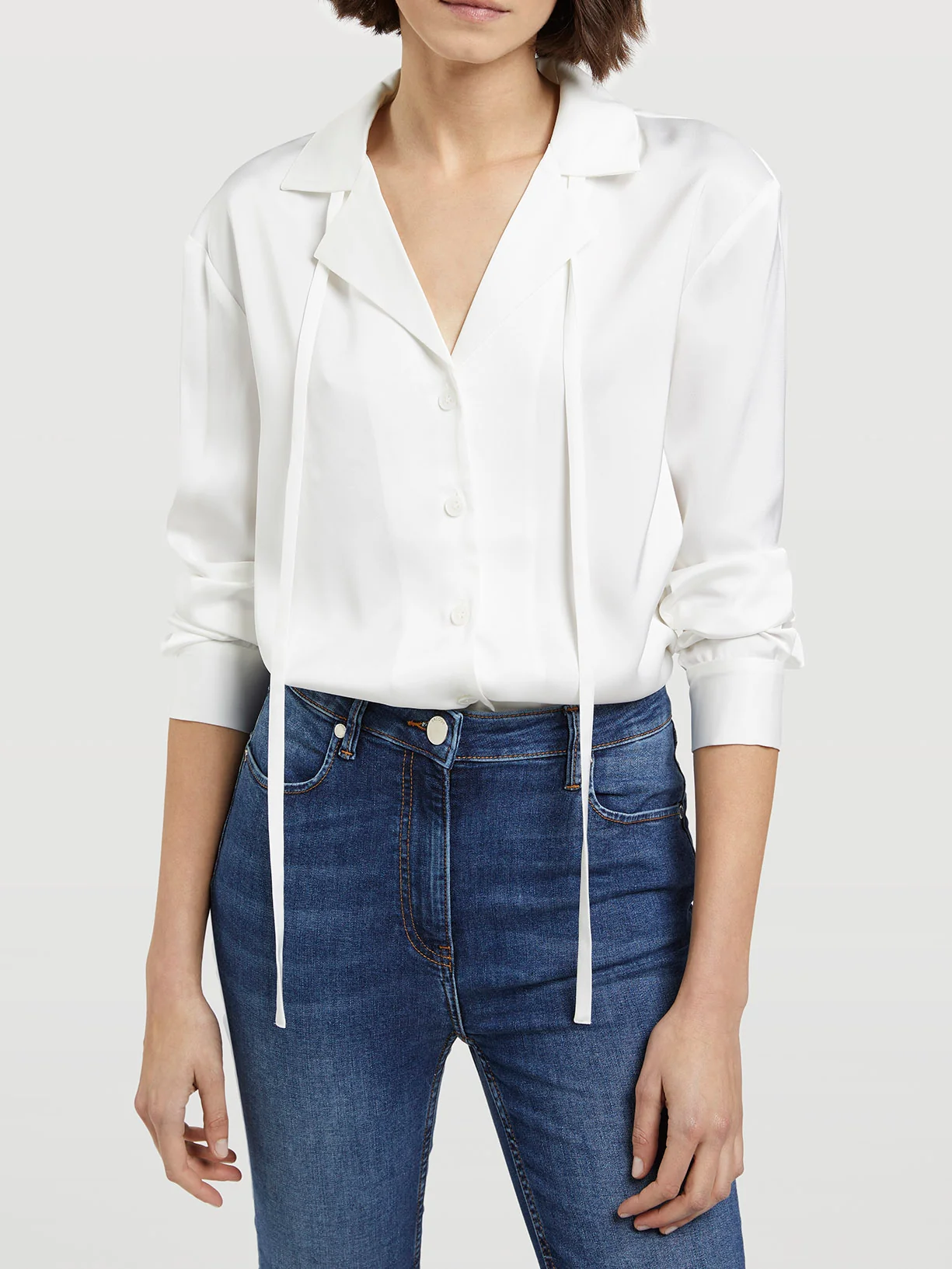 Satin Blouse With Collar Straps - Image 4
