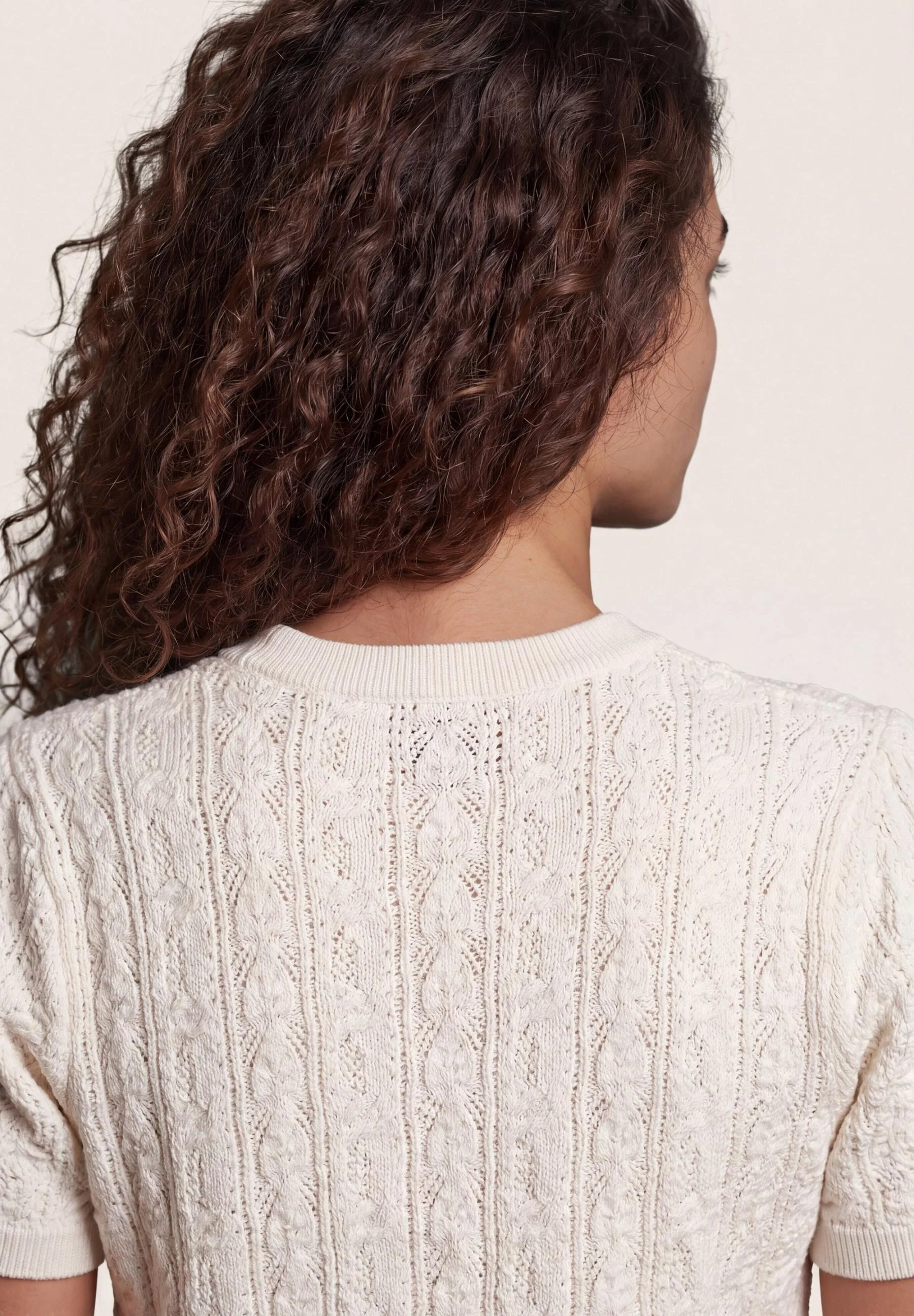 Short Sleeve Fancy Knit Sweater In Supersoft Cotton - Image 2