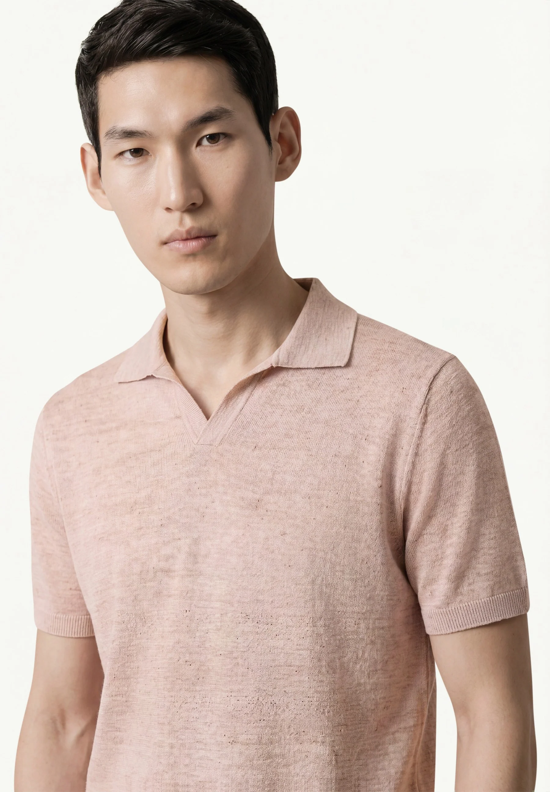 Short Sleeve Knit Polo Shirt In 100% Linen - Image 2