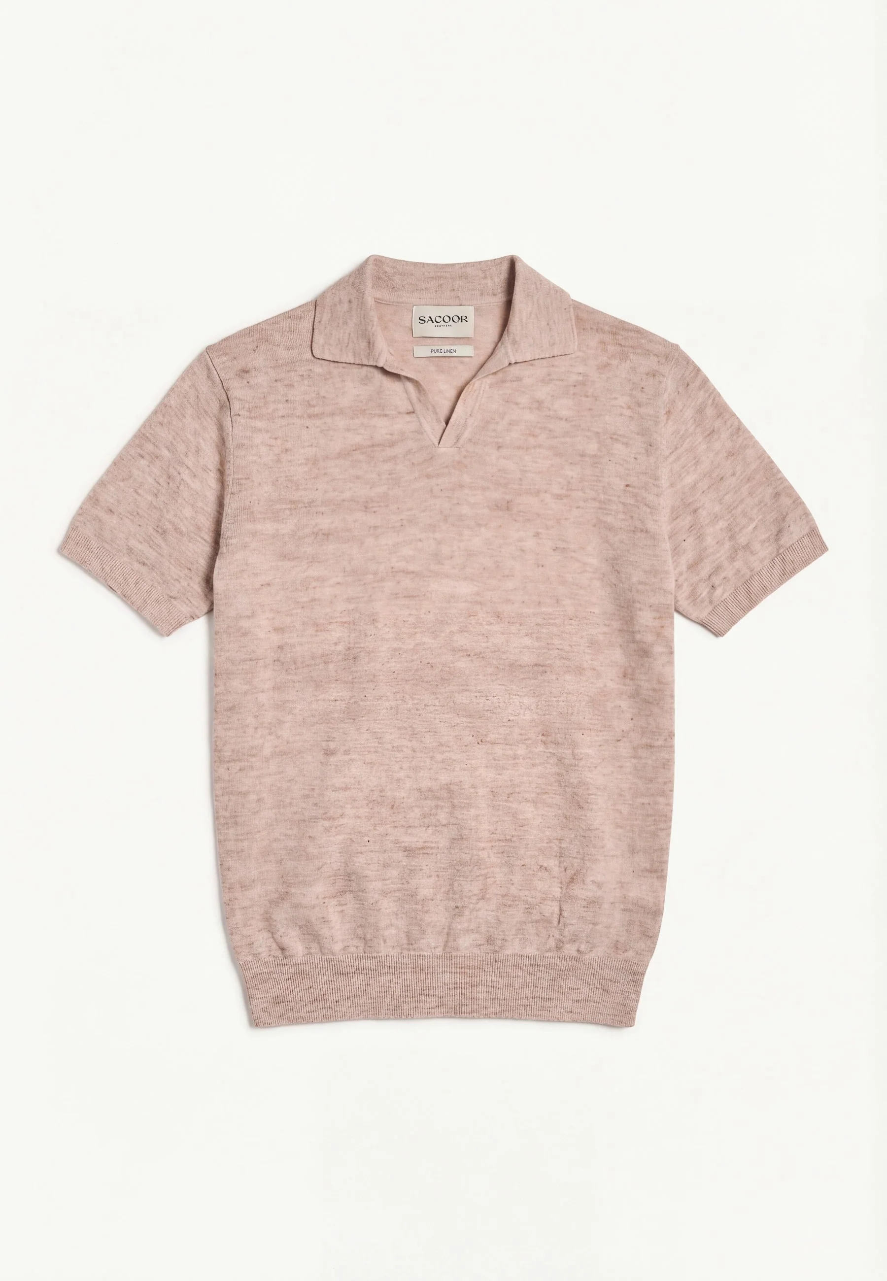 Short Sleeve Knit Polo Shirt In 100% Linen - Image 4