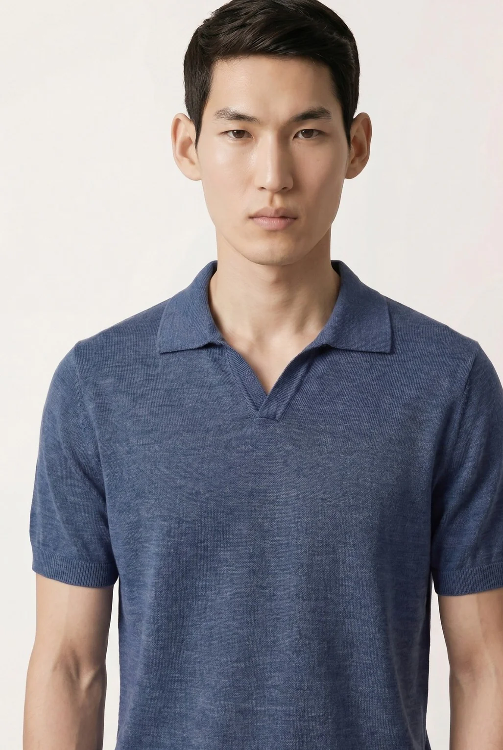 Short Sleeve Knit Polo Shirt In 100% Linen - Image 6