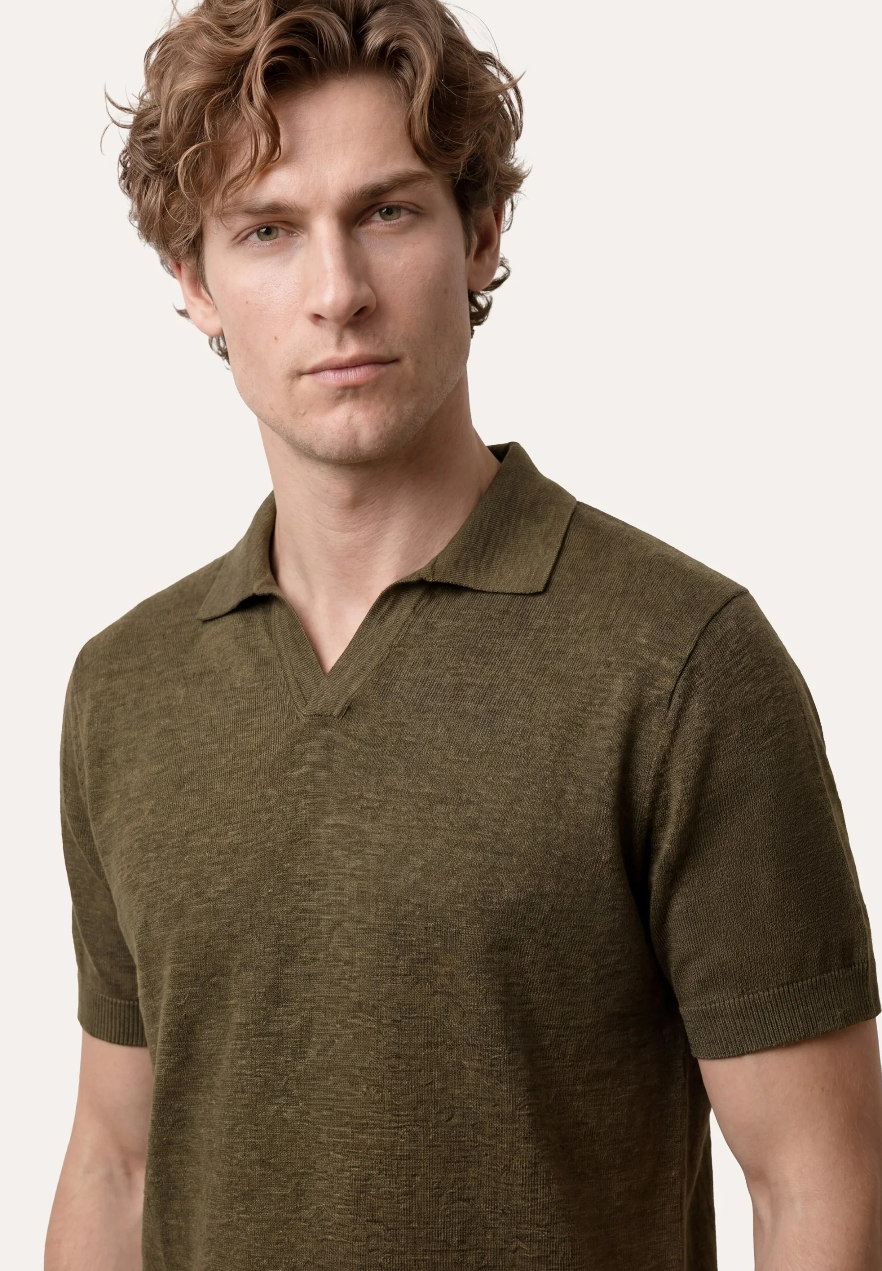 Short Sleeve Knit Polo Shirt In 100% Linen - Image 9