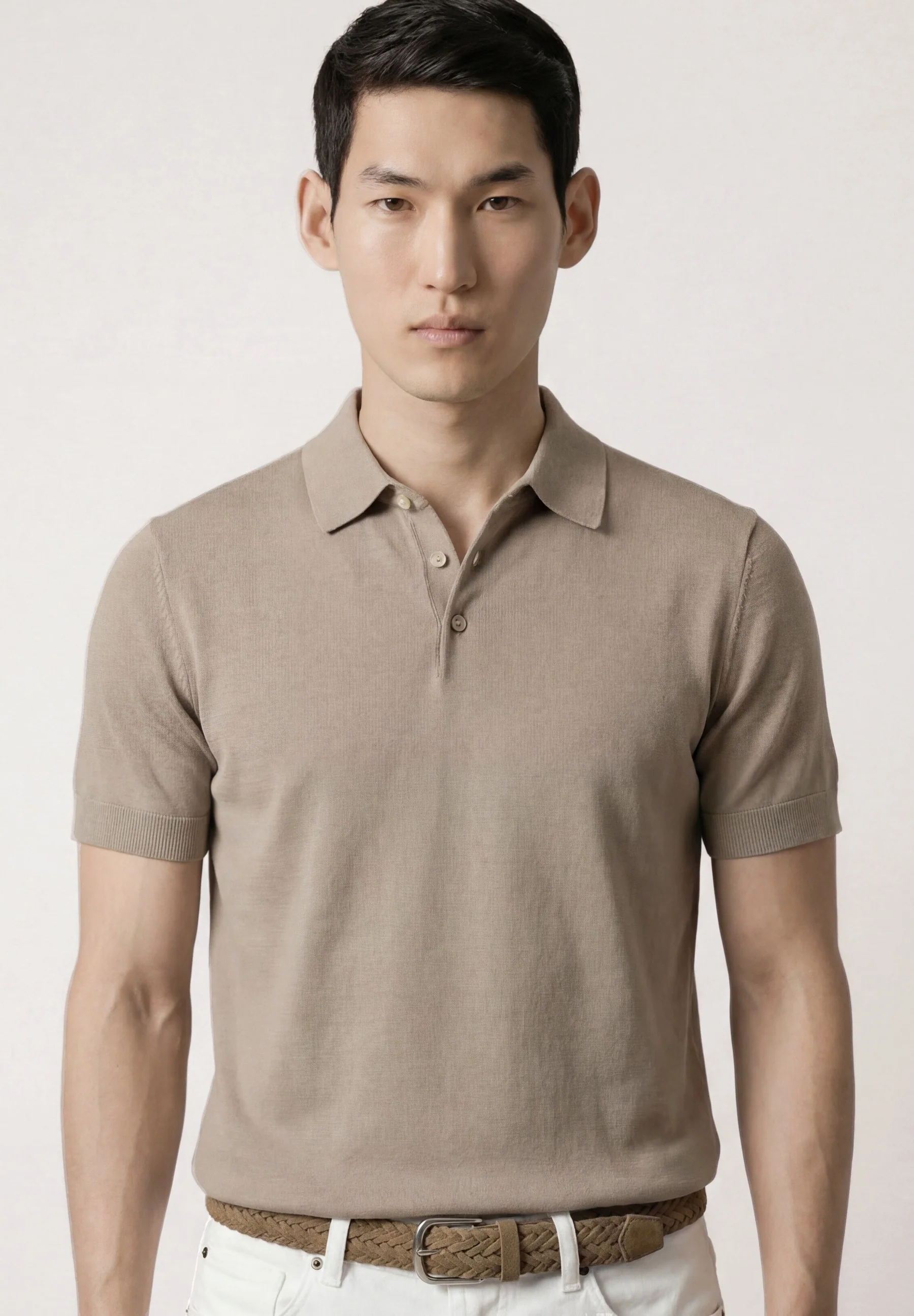 Short Sleeve Knit Polo Shirt In Cotton And Silk Blend - Image 11