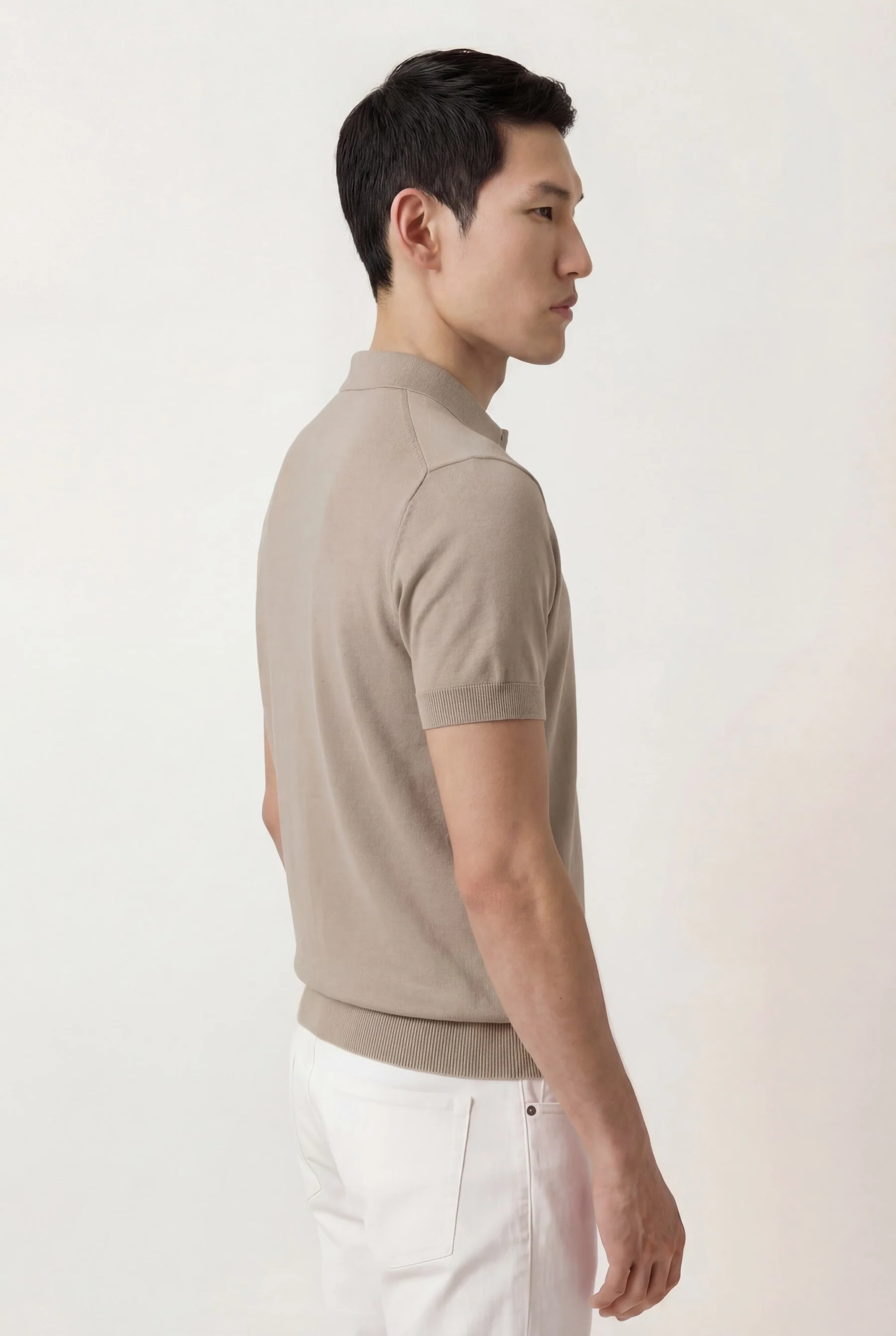 Short Sleeve Knit Polo Shirt In Cotton And Silk Blend - Image 12