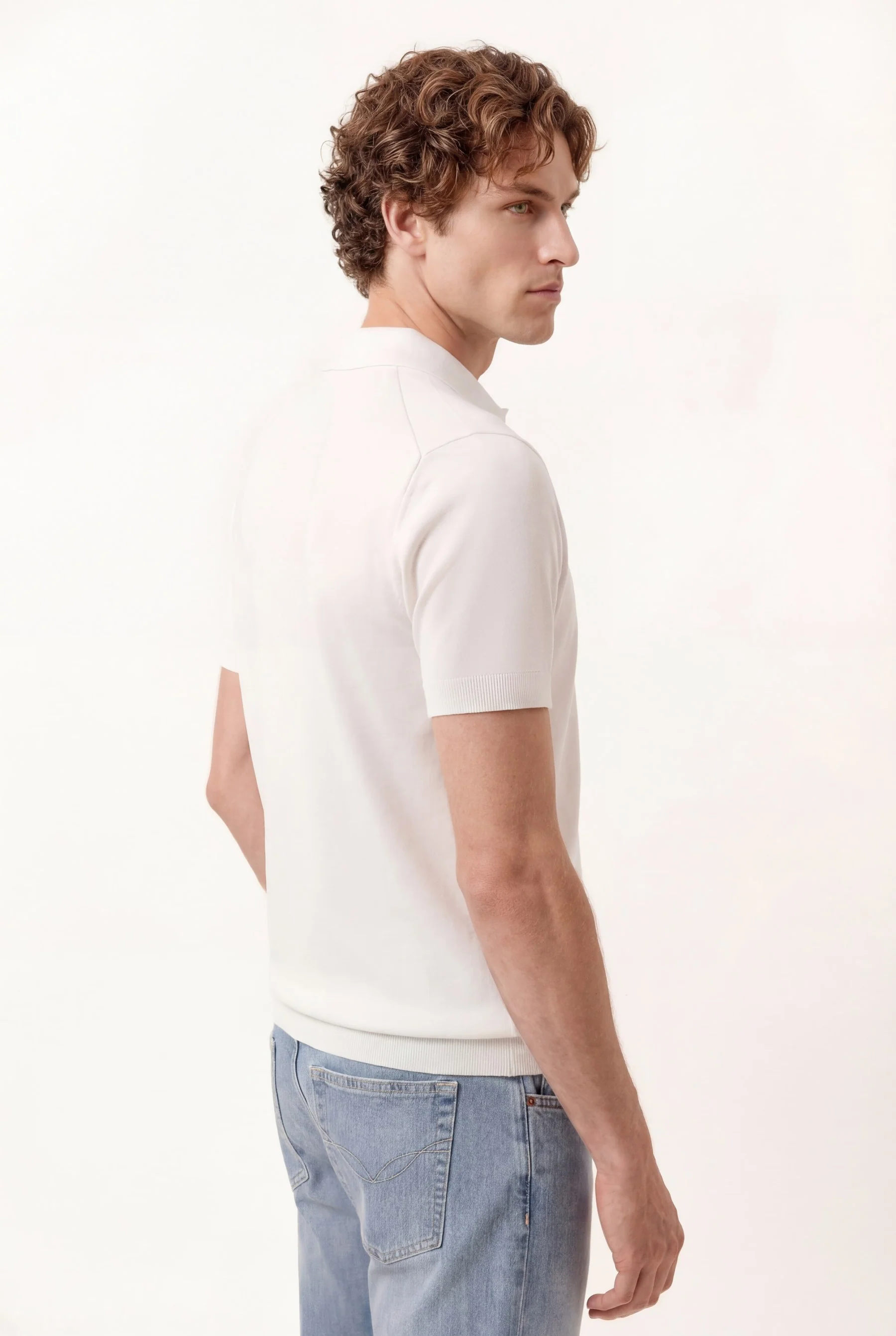 Short Sleeve Knit Polo Shirt In Cotton And Silk Blend - Image 16