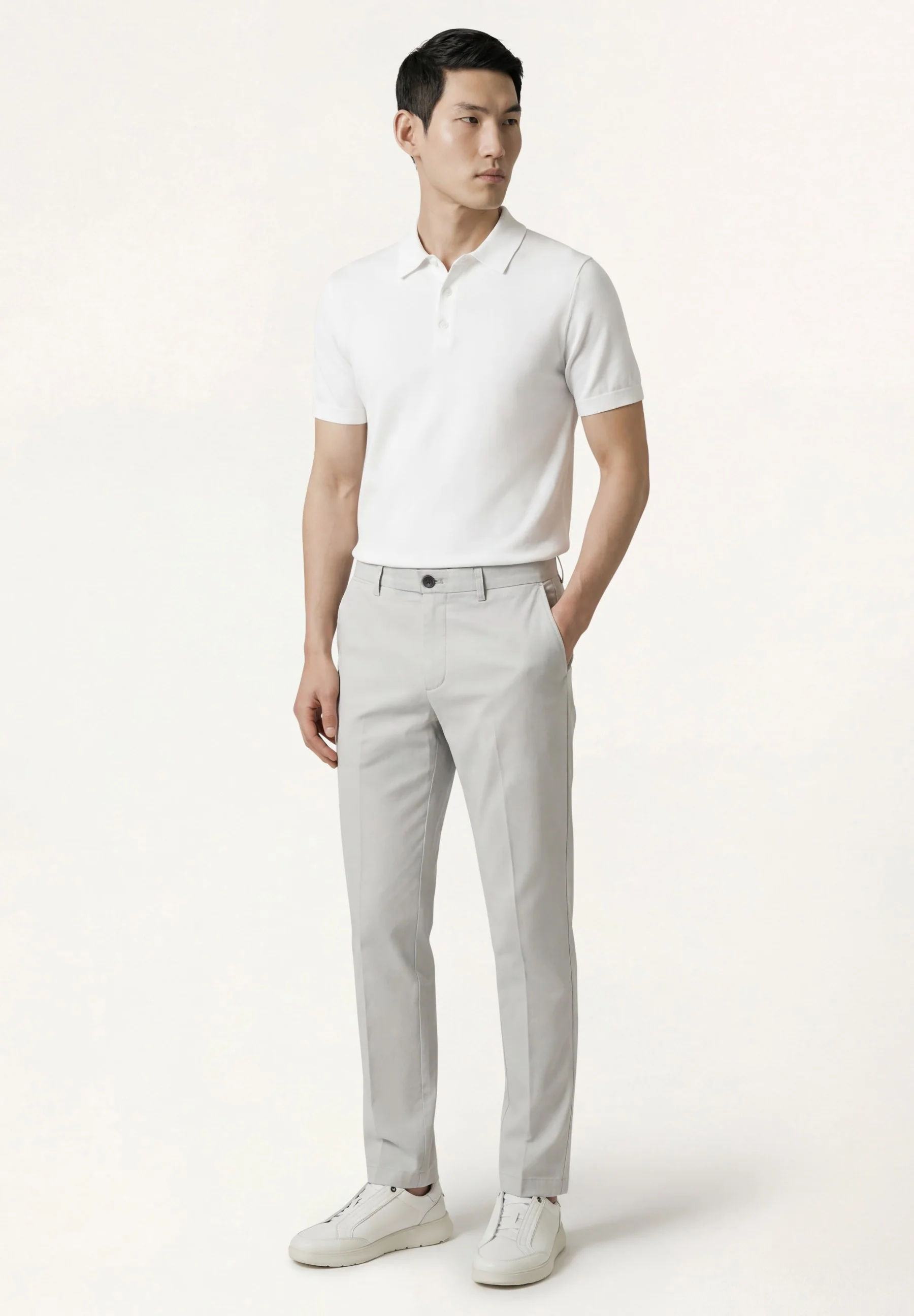 Short Sleeve Knit Polo Shirt In Cotton And Silk Blend - Image 19