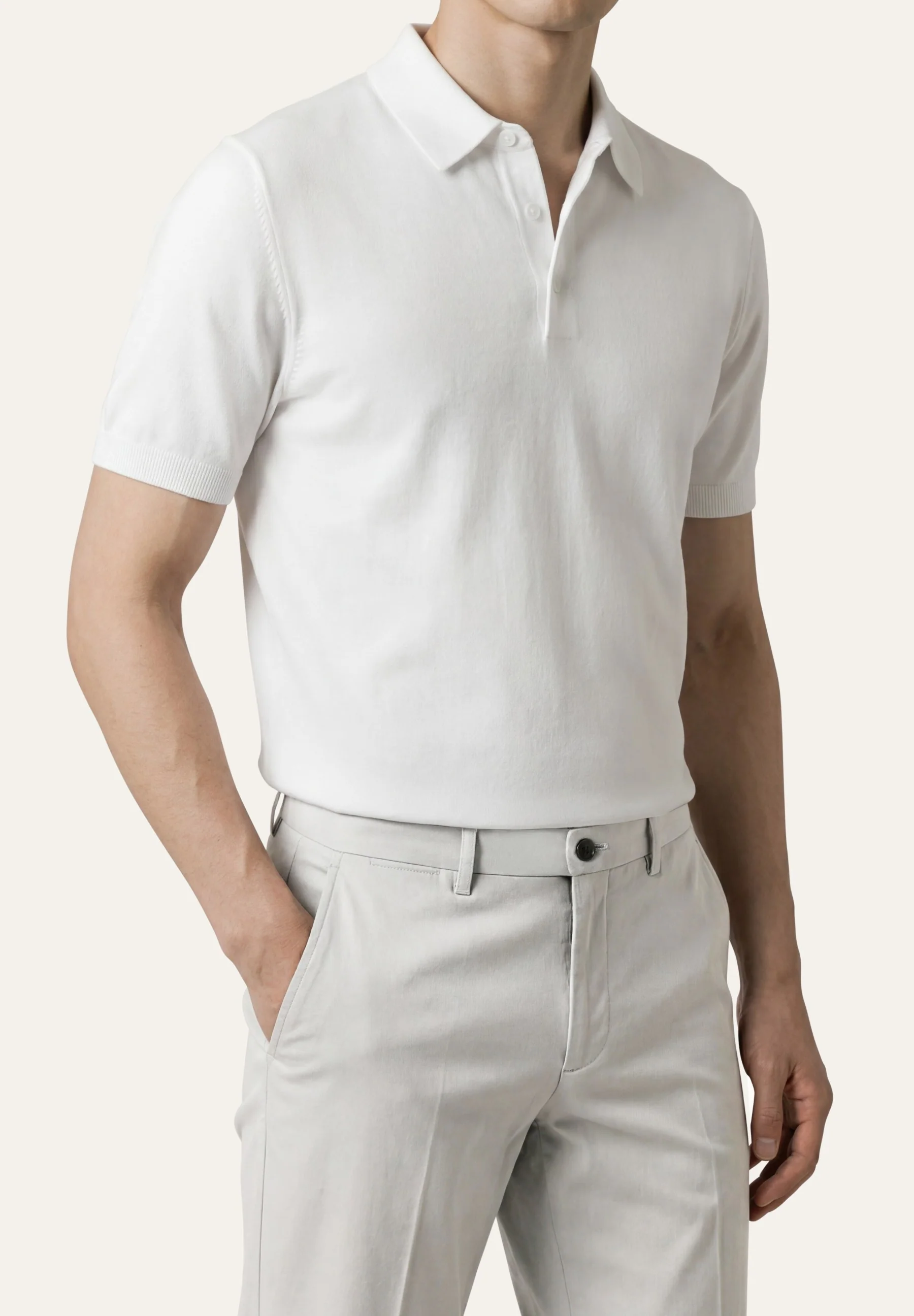 Short Sleeve Knit Polo Shirt In Cotton And Silk Blend - Image 20