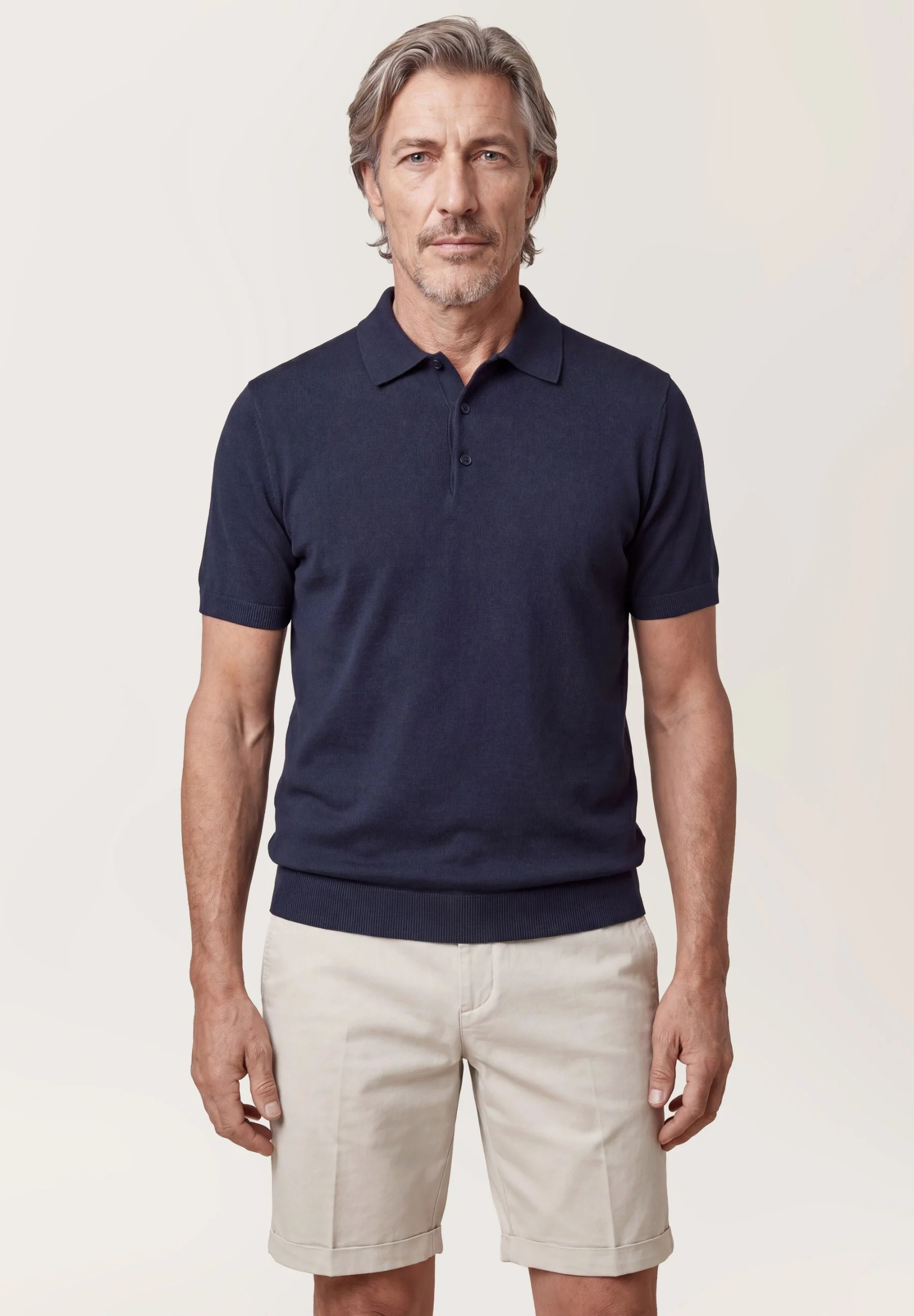 Short Sleeve Knit Polo Shirt In Cotton And Silk Blend - Image 3