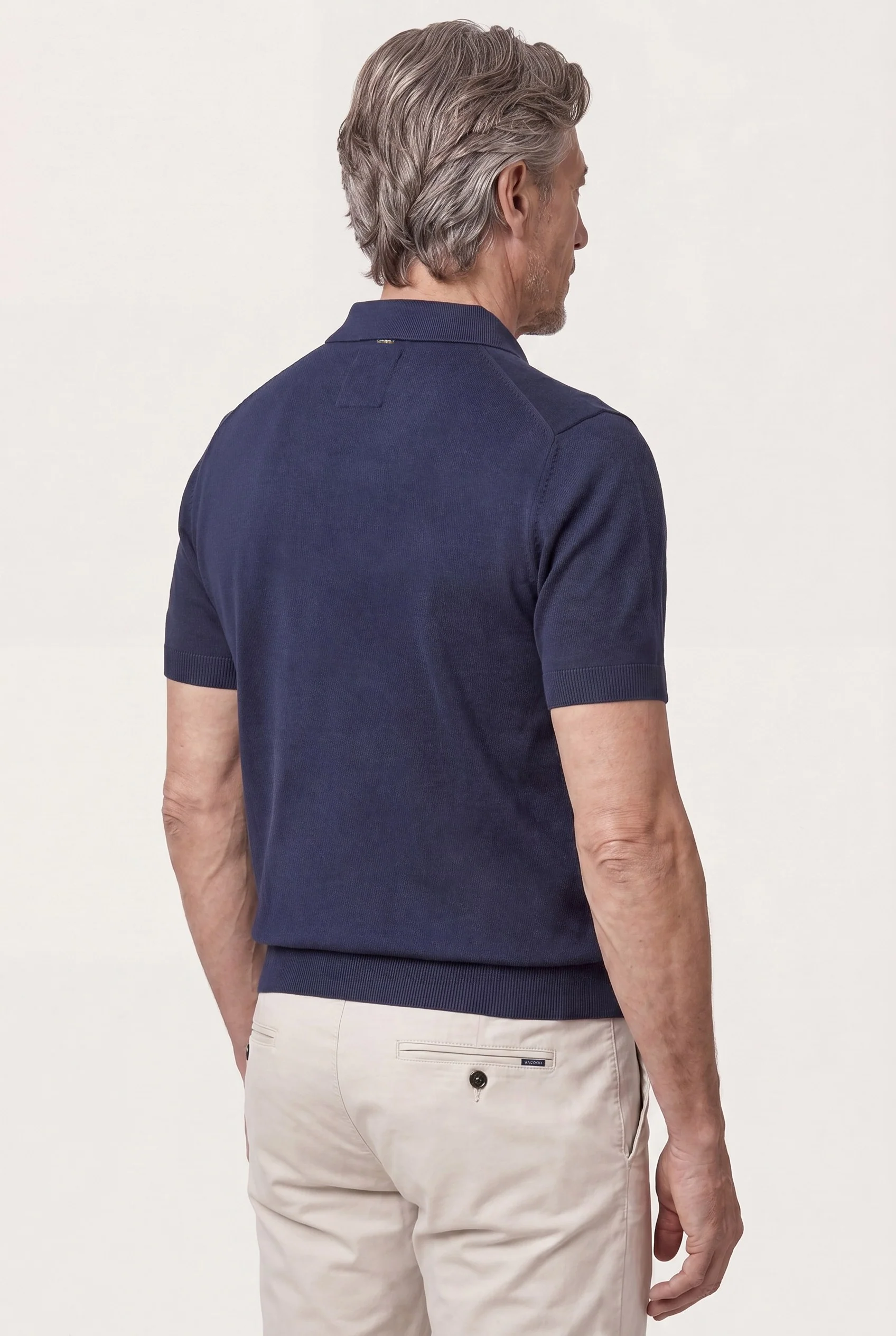 Short Sleeve Knit Polo Shirt In Cotton And Silk Blend - Image 5