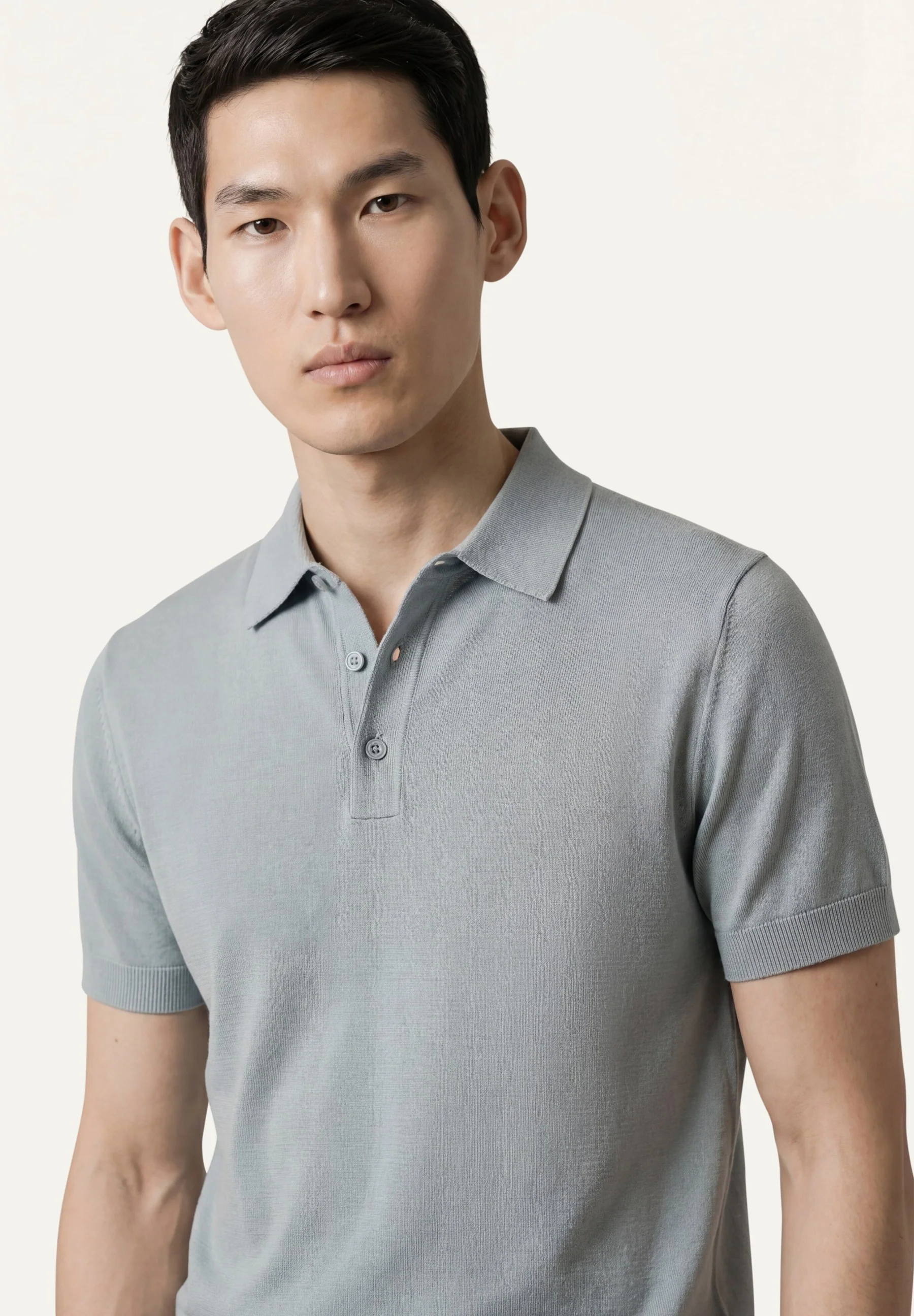 Short Sleeve Knit Polo Shirt In Cotton And Silk Blend - Image 6
