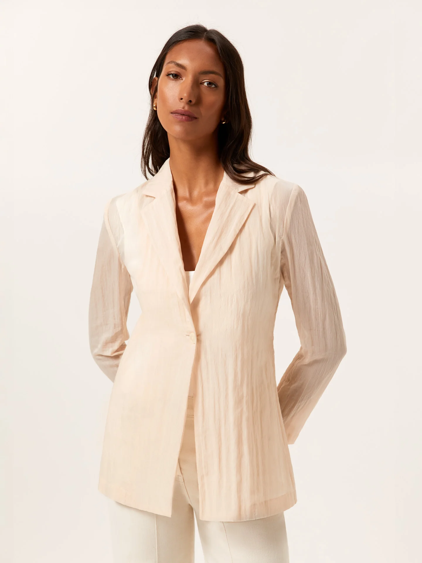 Single-Breasted Blazer In Cotton Blend Organza