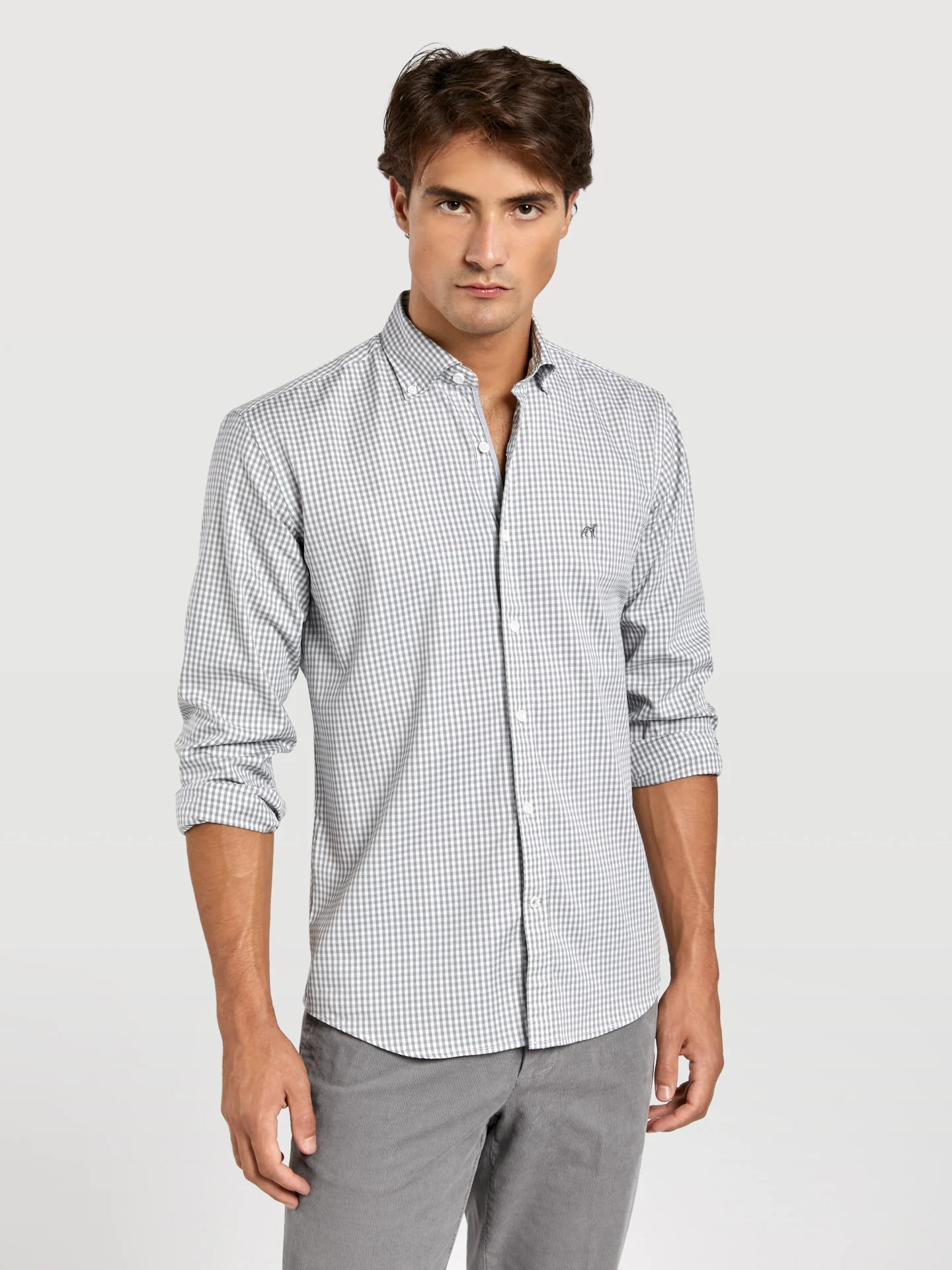 Slim fit 100% bci cotton checks oxford shirt