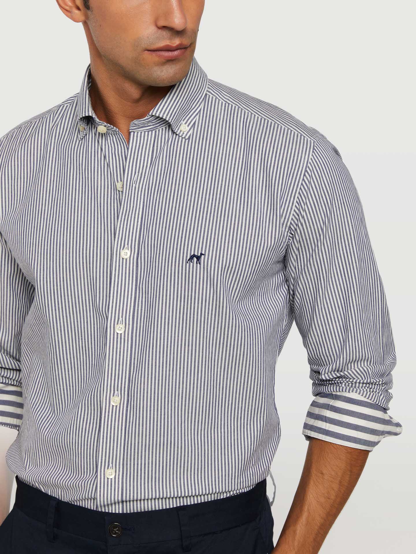 Slim fit 100% bci cotton striped oxford shirt