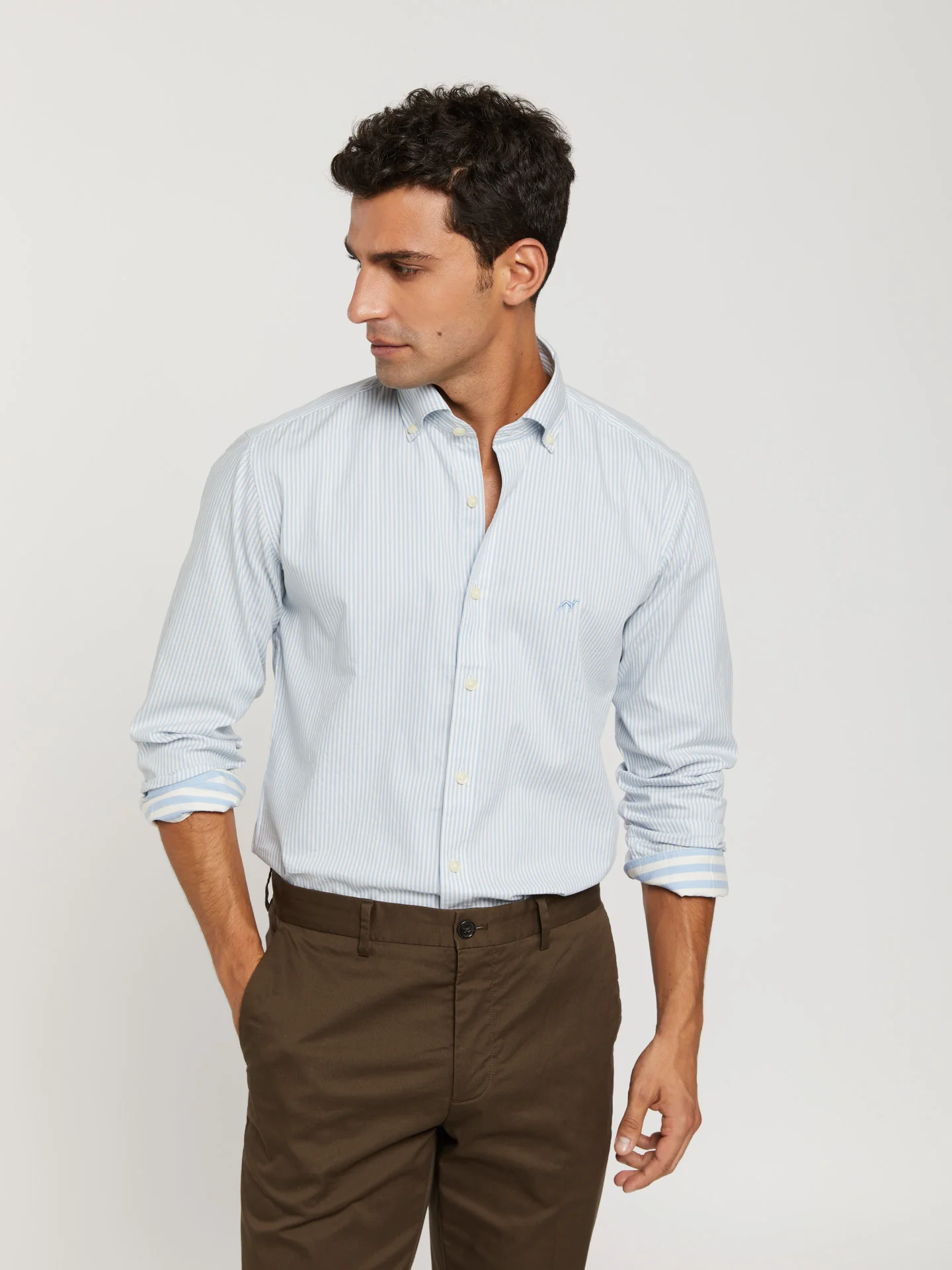 Slim fit 100% bci cotton striped oxford shirt - Image 2