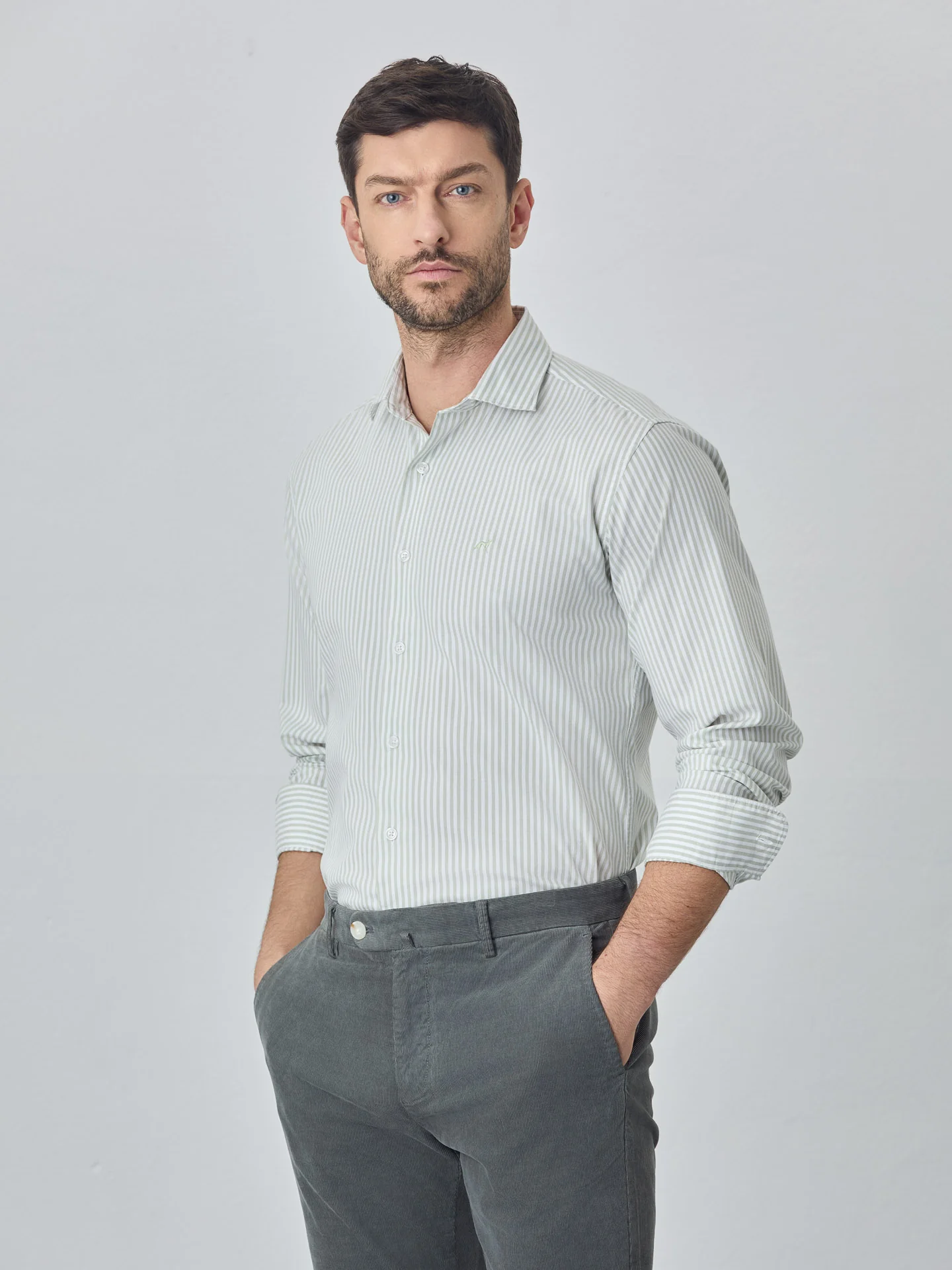 Slim fit 100% bci cotton striped oxford shirt