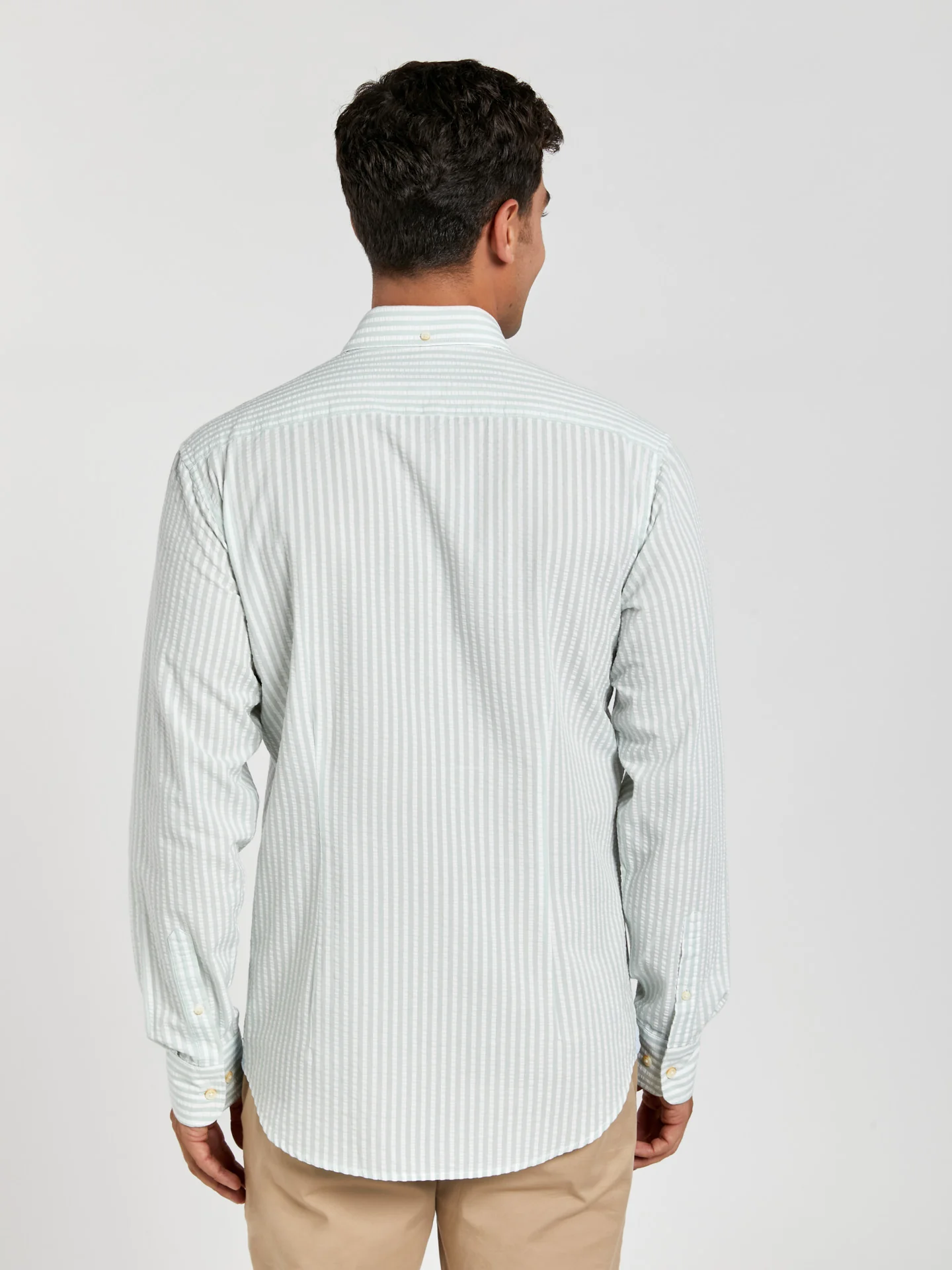 Slim fit 100% bci cotton striped seersucker shirt - Image 3