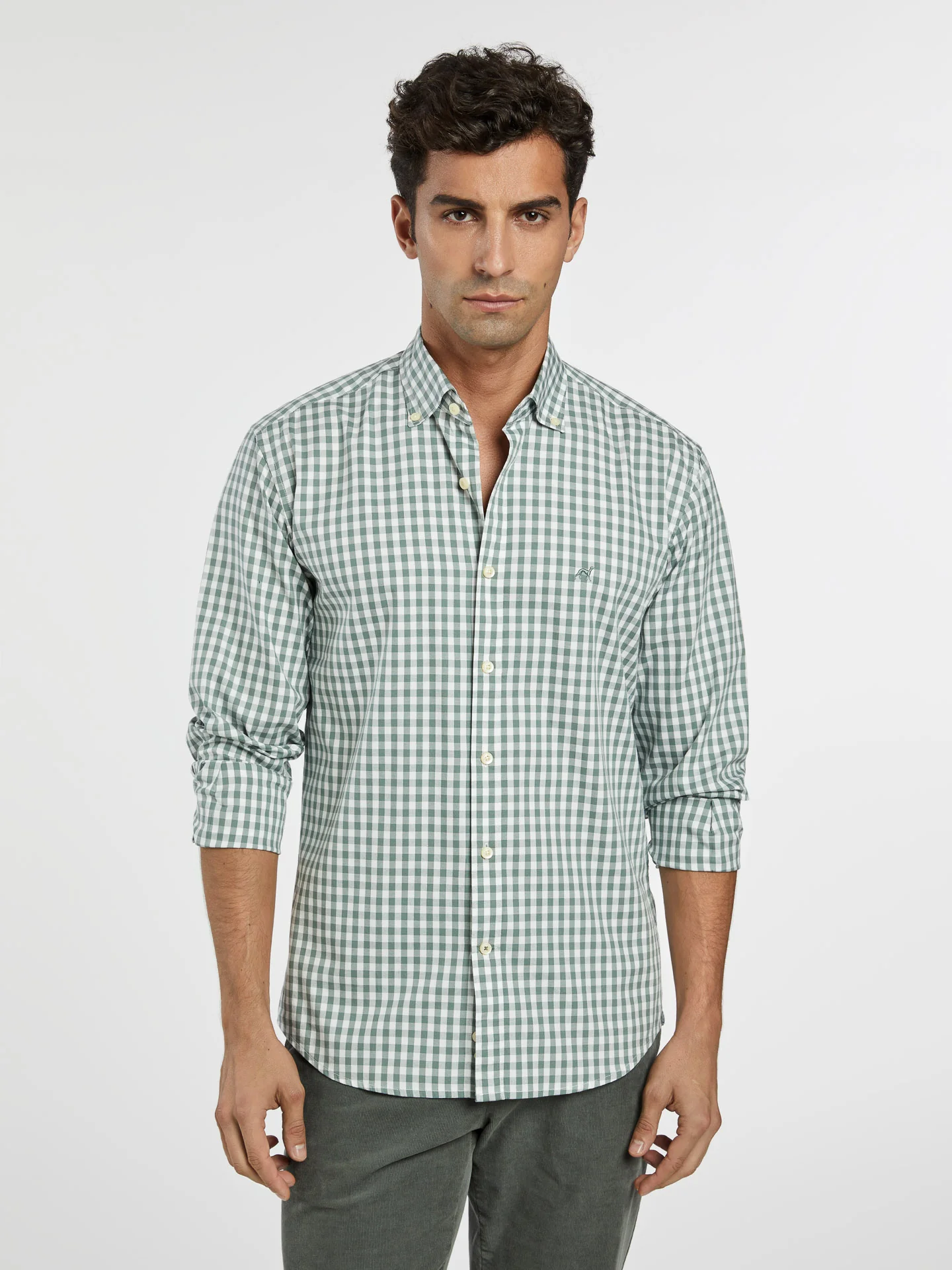 Slim fit 100%BCI cotton checks oxford shirt - Image 2