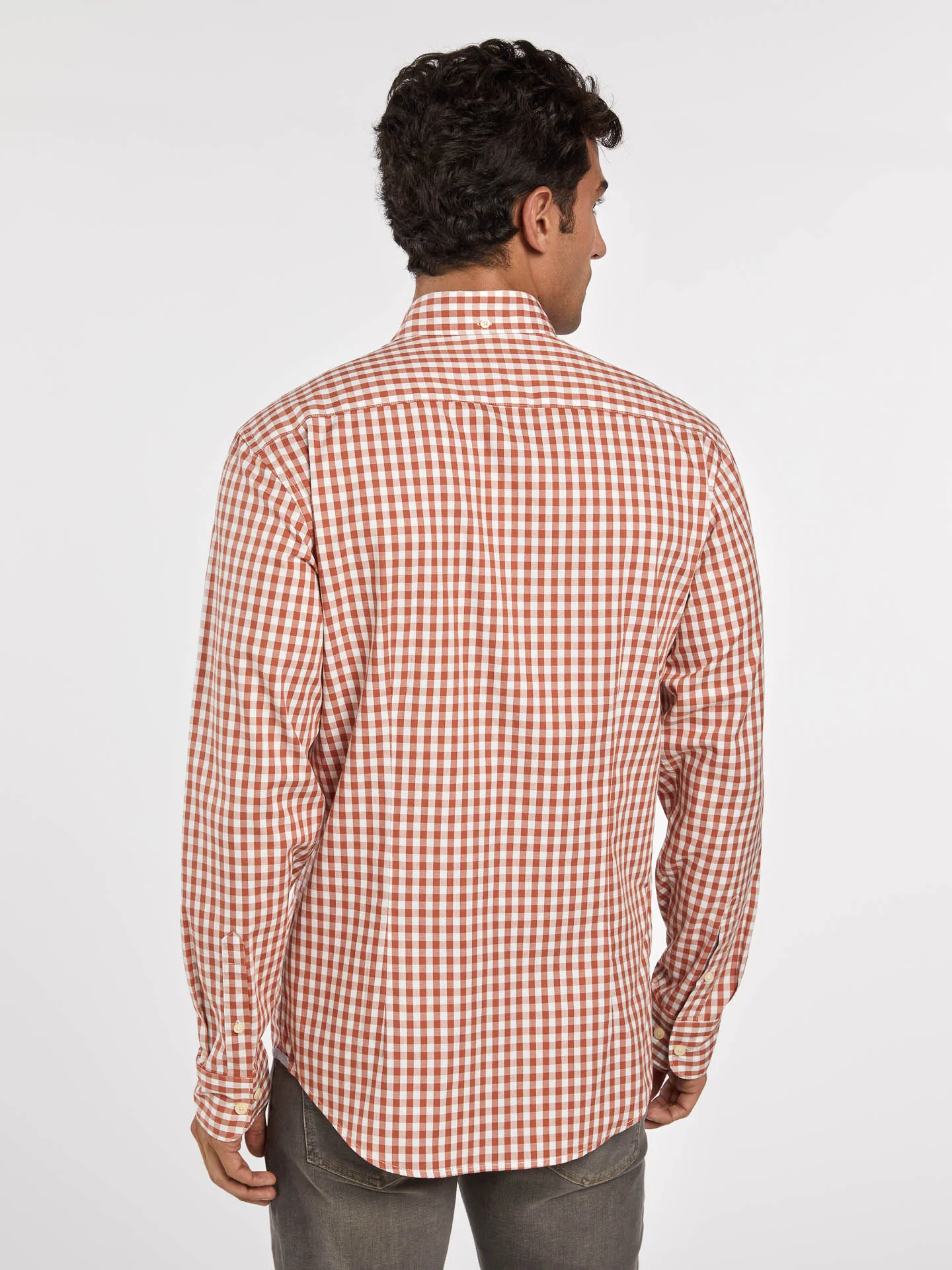 Slim fit 100%BCI cotton checks oxford shirt - Image 3