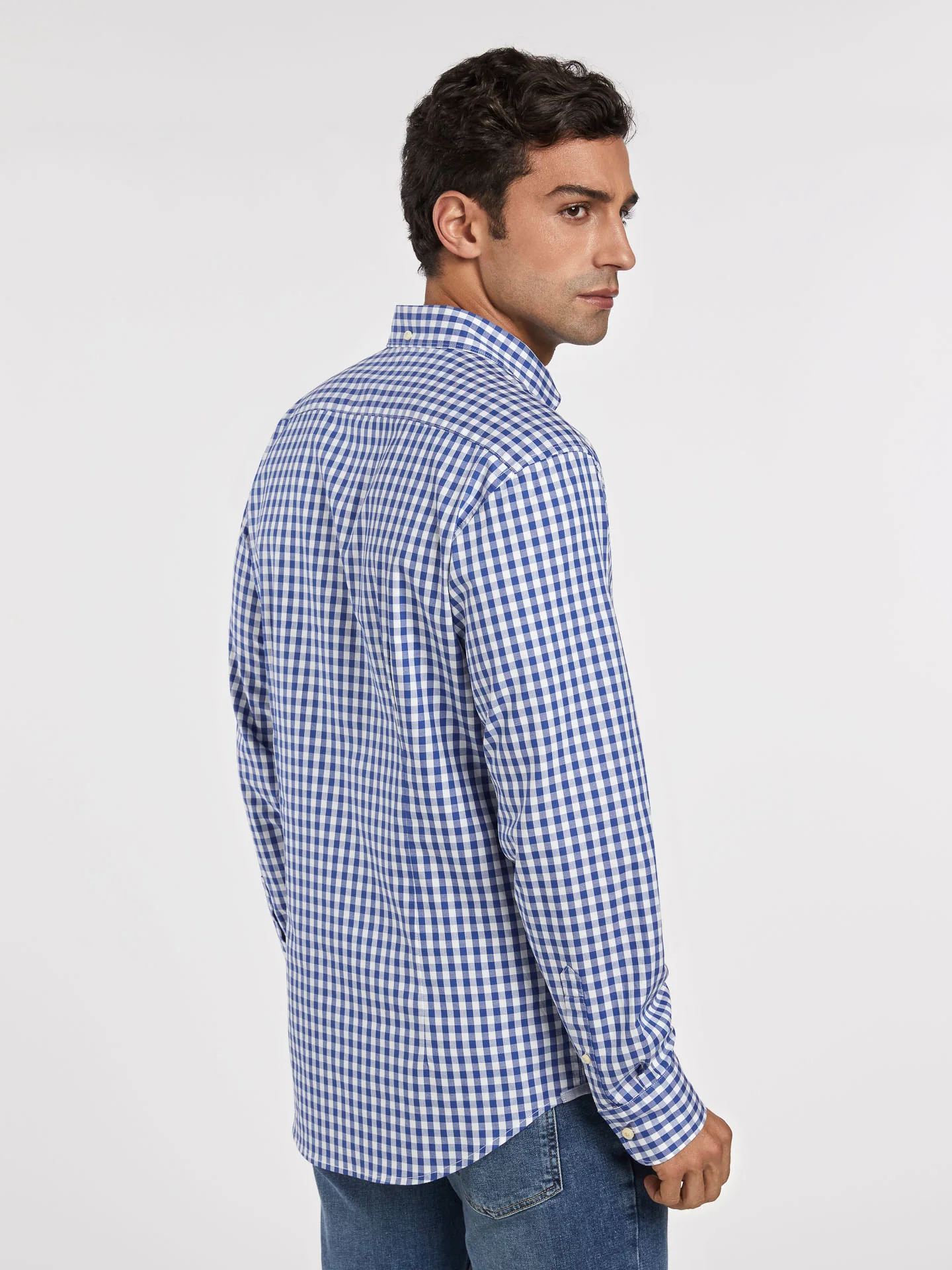 Slim fit 100%BCI cotton checks oxford shirt - Image 3