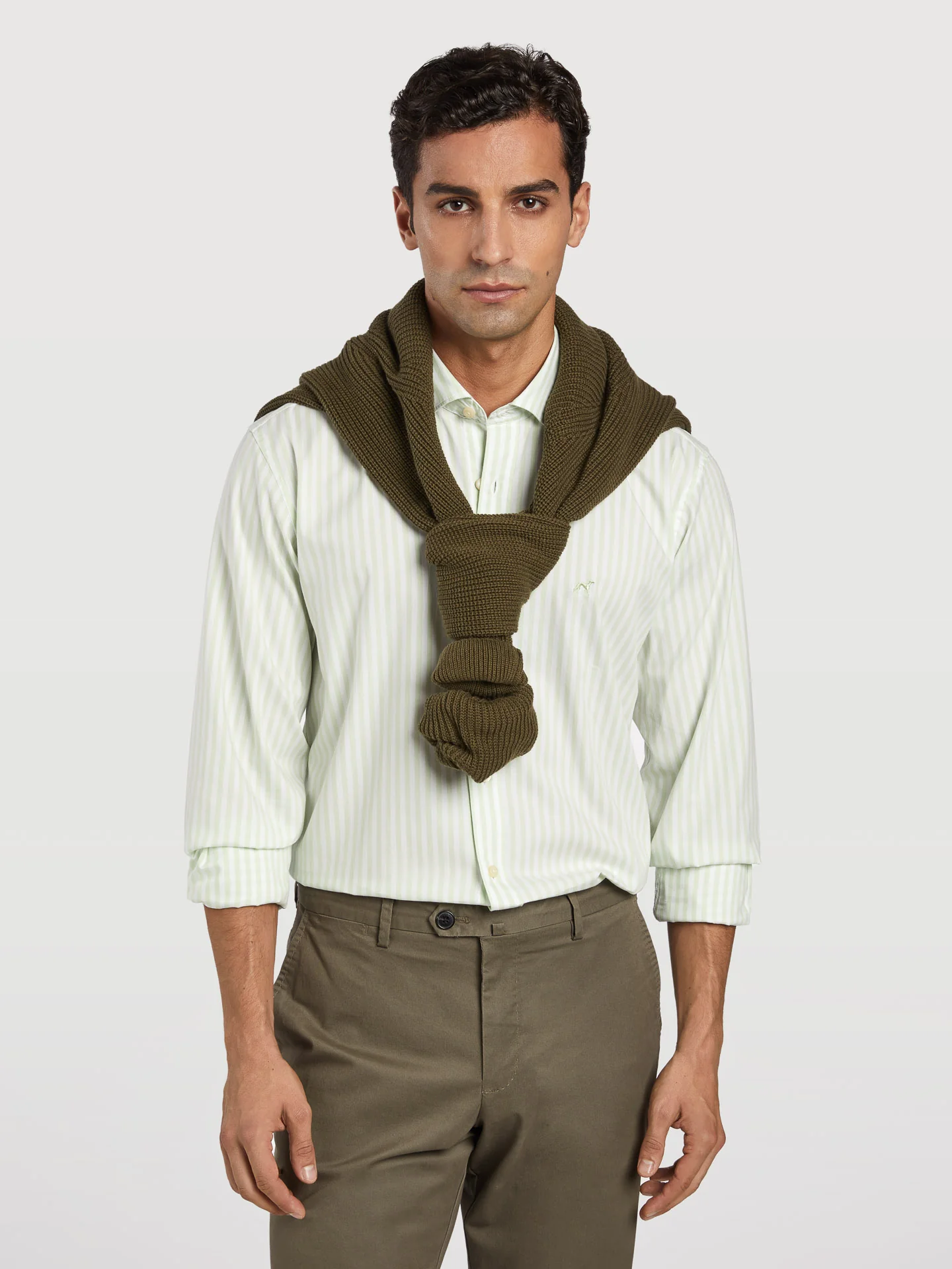 Slim fit 100%BCI cotton striped oxford shirt