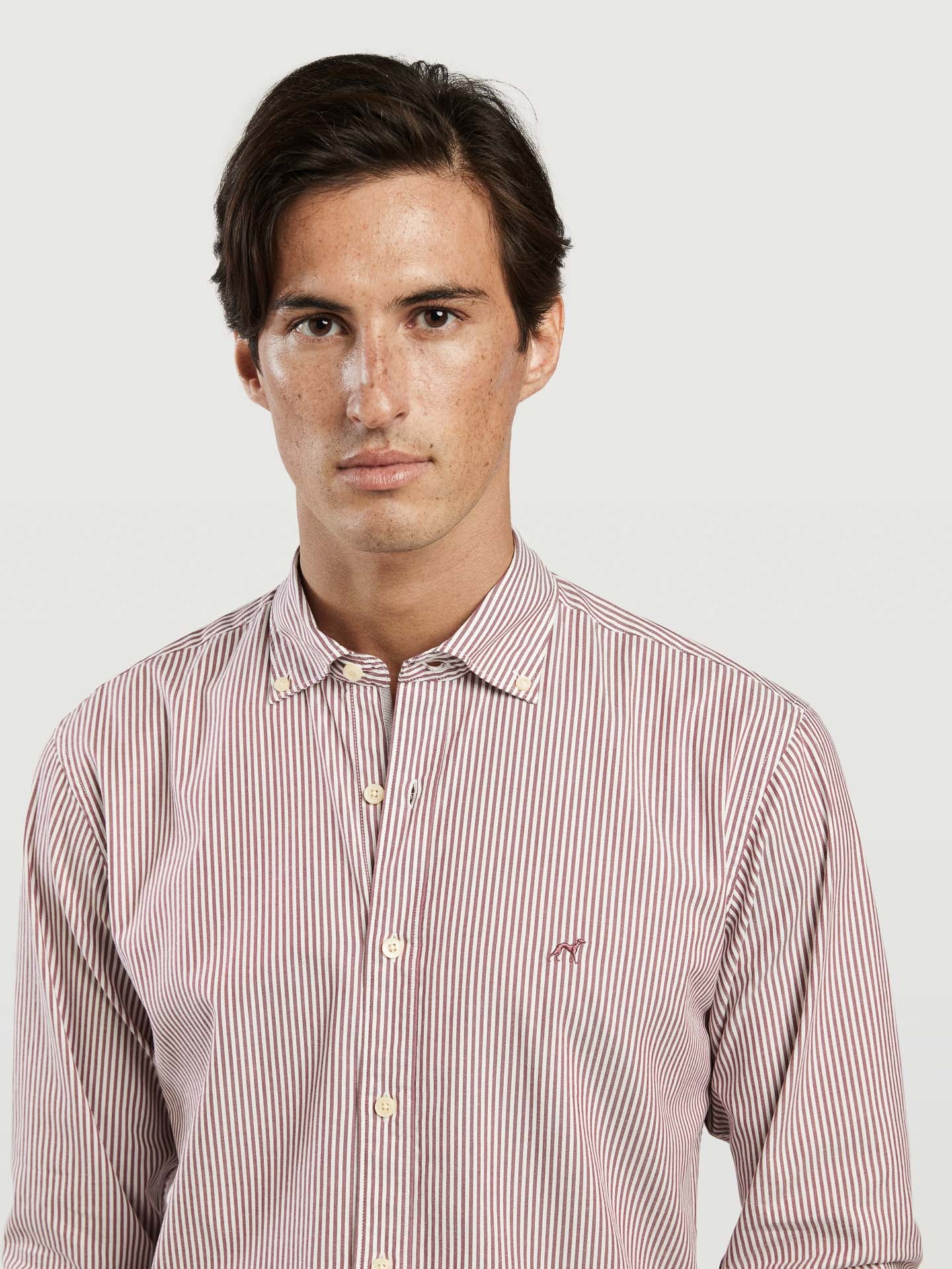 Slim fit 100%BCI cotton striped oxford shirt
