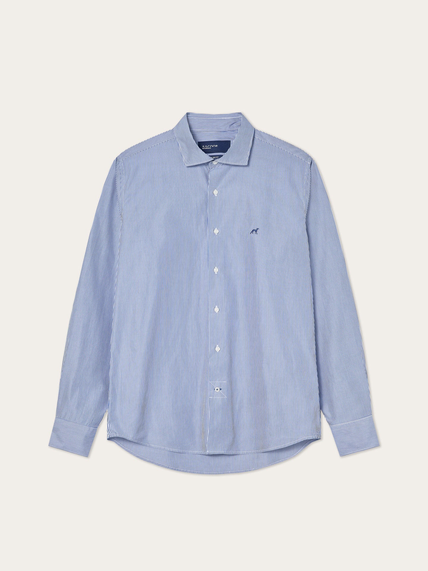 Slim Fit 120’s Cotton Shirt With Refined Stripe Pattern - Image 3