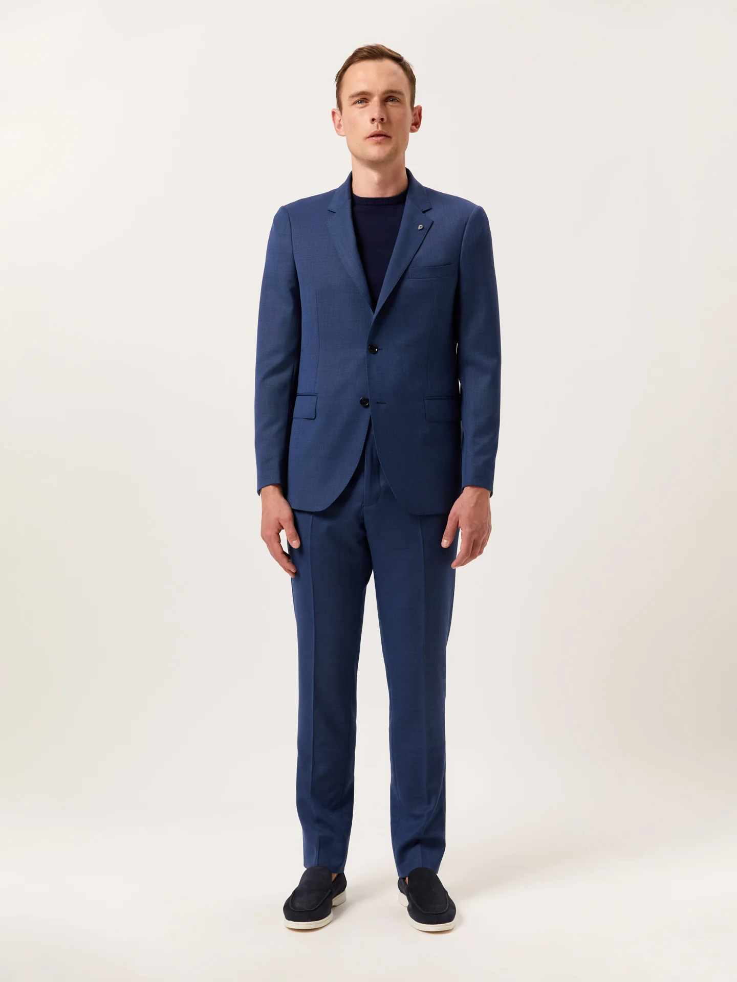 Slim Fit Birdeye Suit in Italian Natural Stretch Wool - Image 2