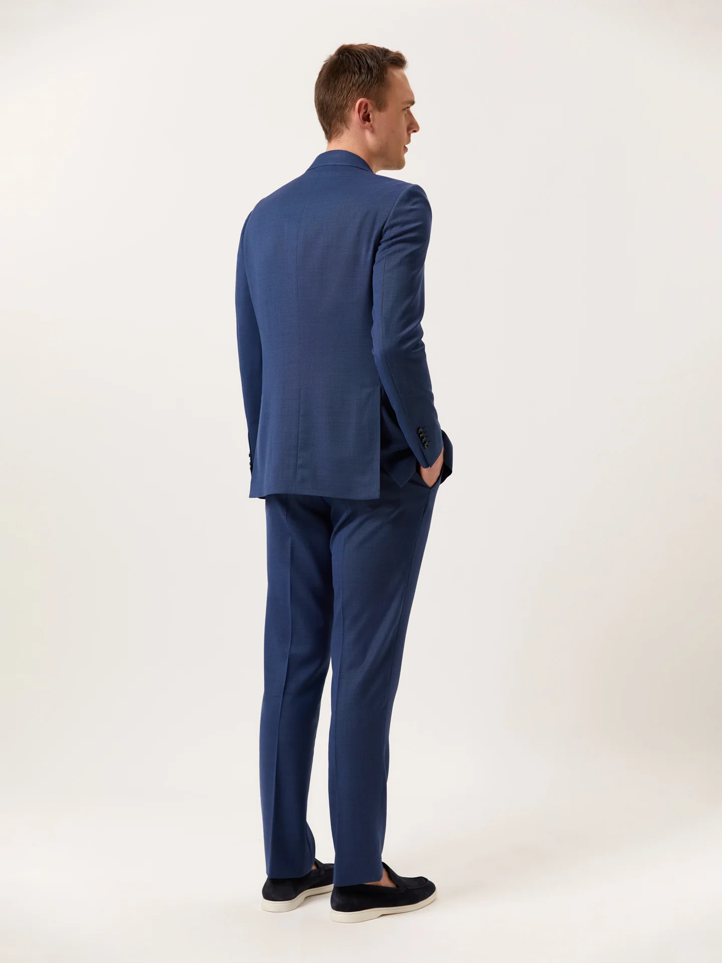 Slim Fit Birdeye Suit in Italian Natural Stretch Wool - Image 4