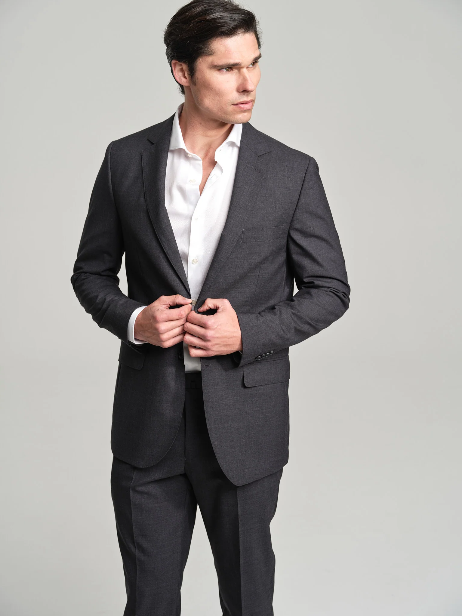 Slim fit Business 4 seasons wool suit - Image 2