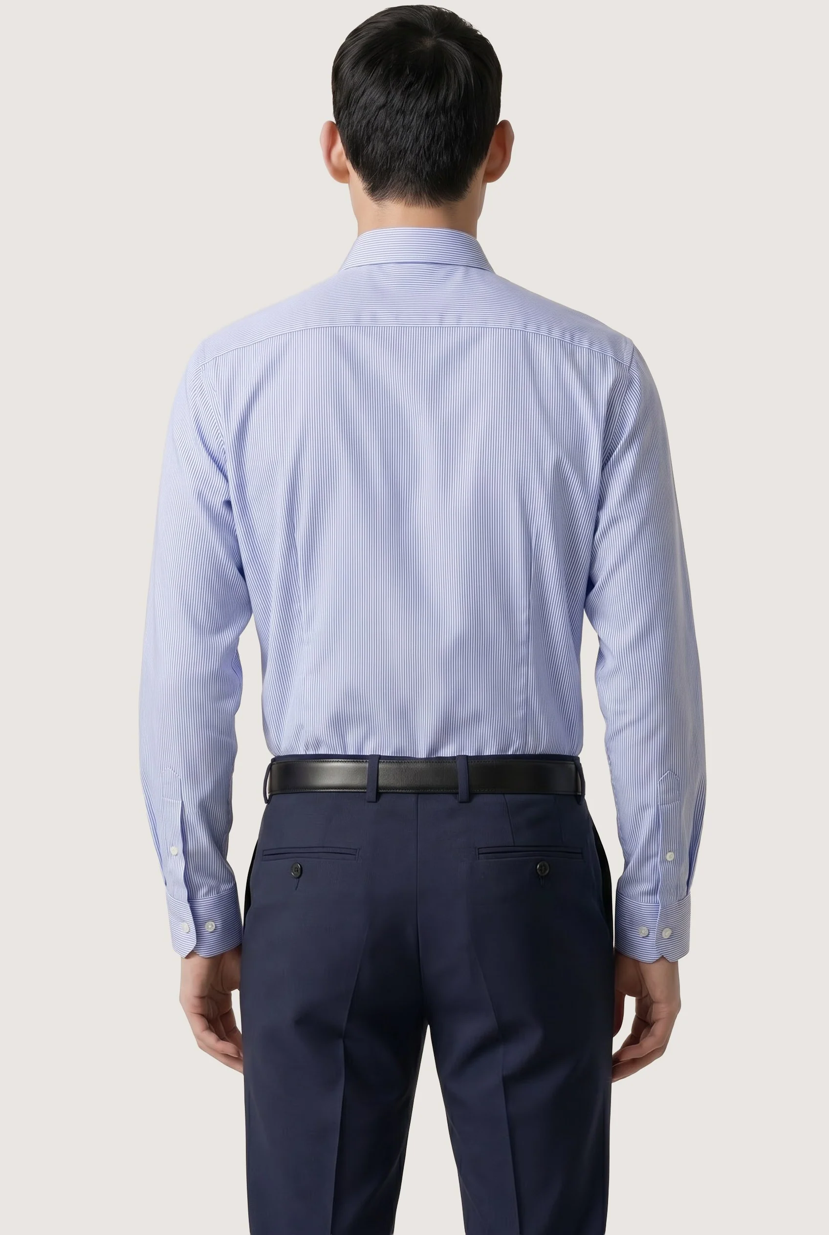 Slim Fit Business Striped Cotton Shirt with Dublin Collar - Image 2