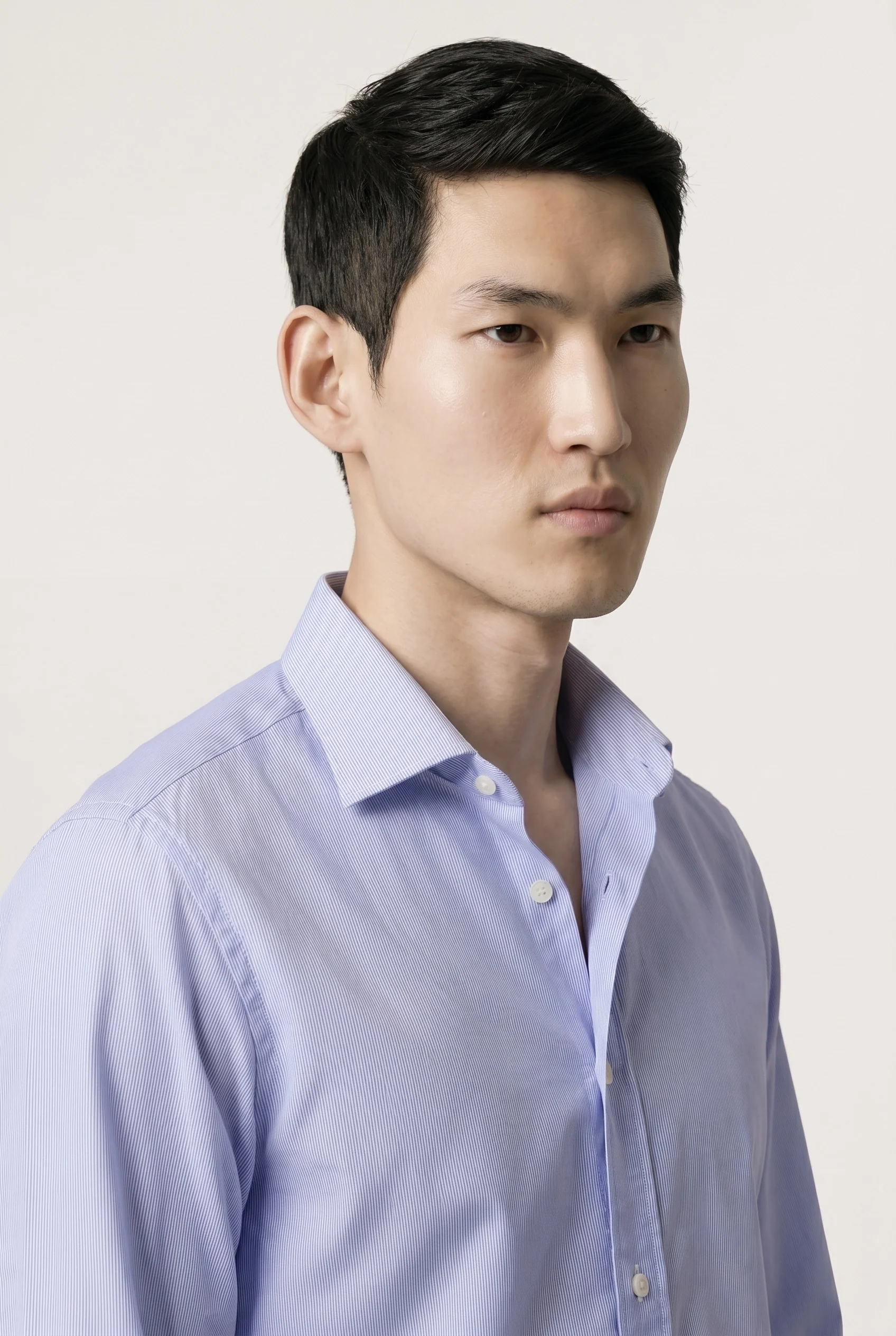 Slim Fit Business Striped Cotton Shirt with Dublin Collar - Image 3