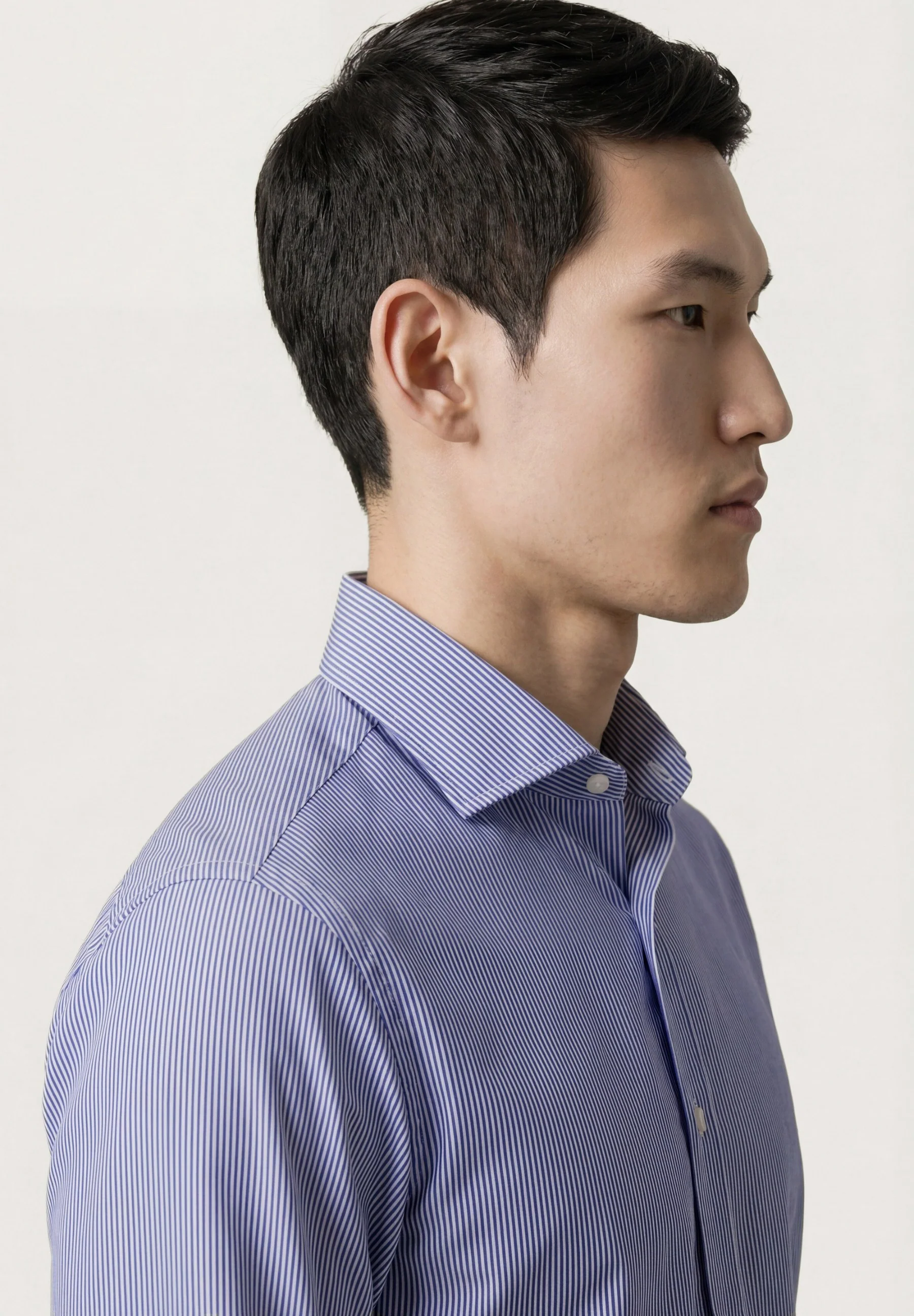 Slim Fit Business Striped Cotton Shirt with Dublin Collar
