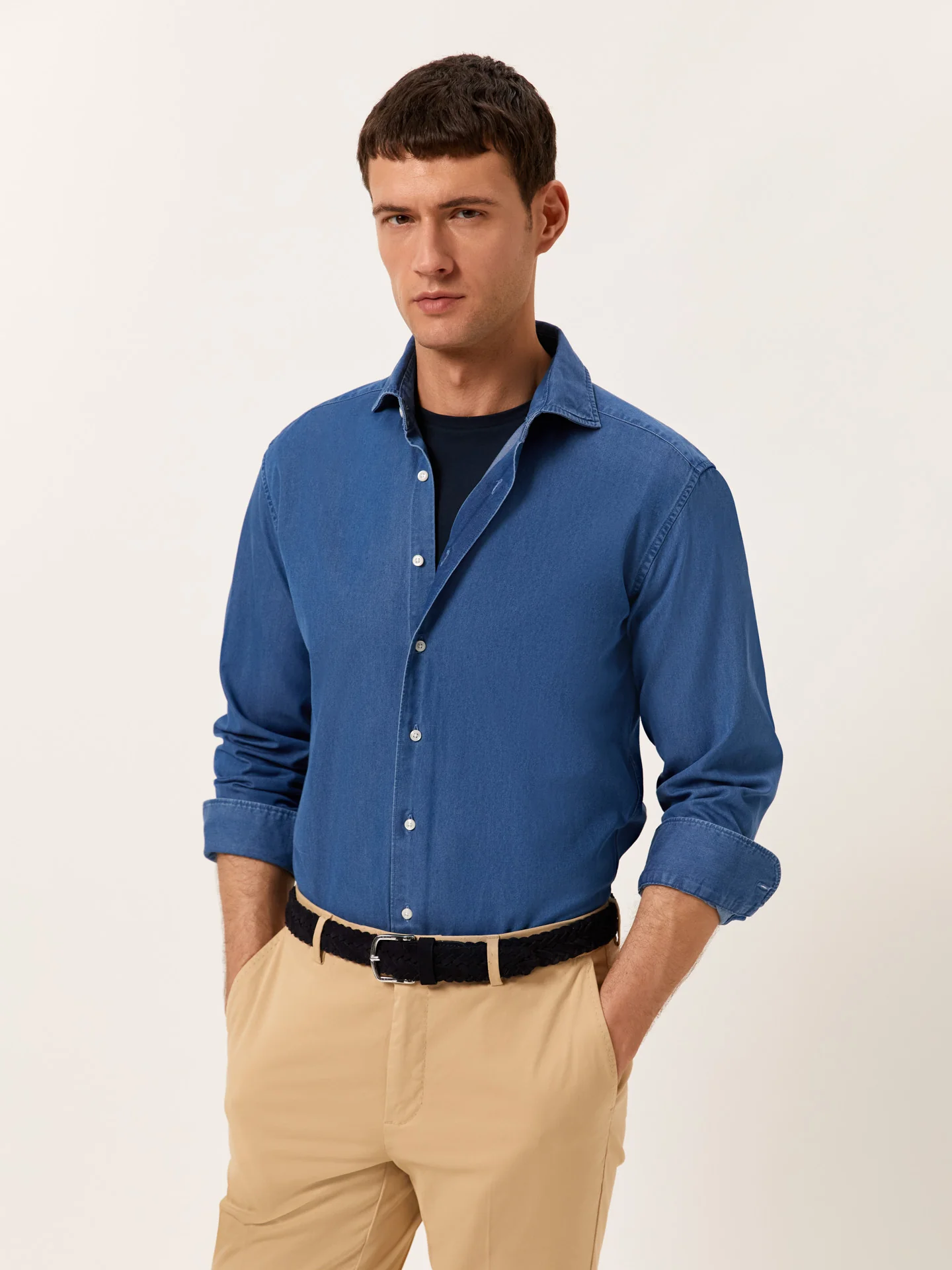Slim Fit Casual Denim Shirt in 100% Cotton