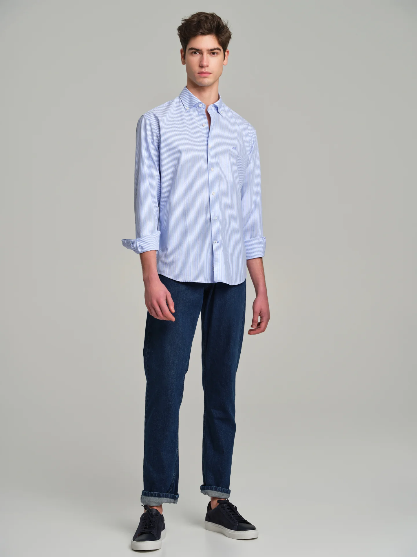 Slim fit casual striped Elton BCI Cotton shirt