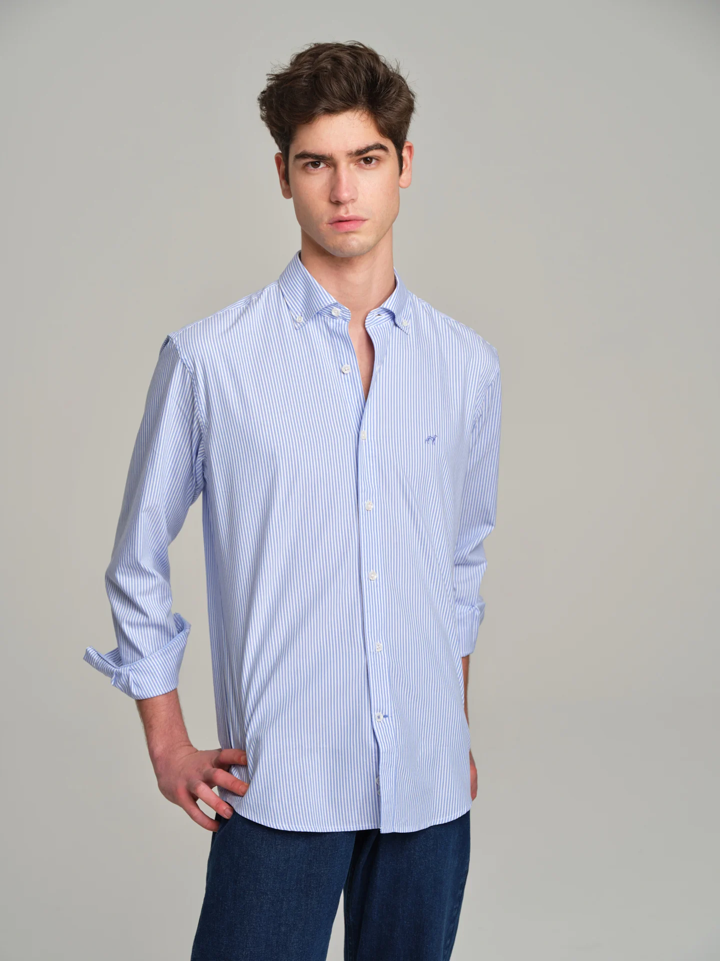 Slim fit casual striped Elton BCI Cotton shirt - Image 2